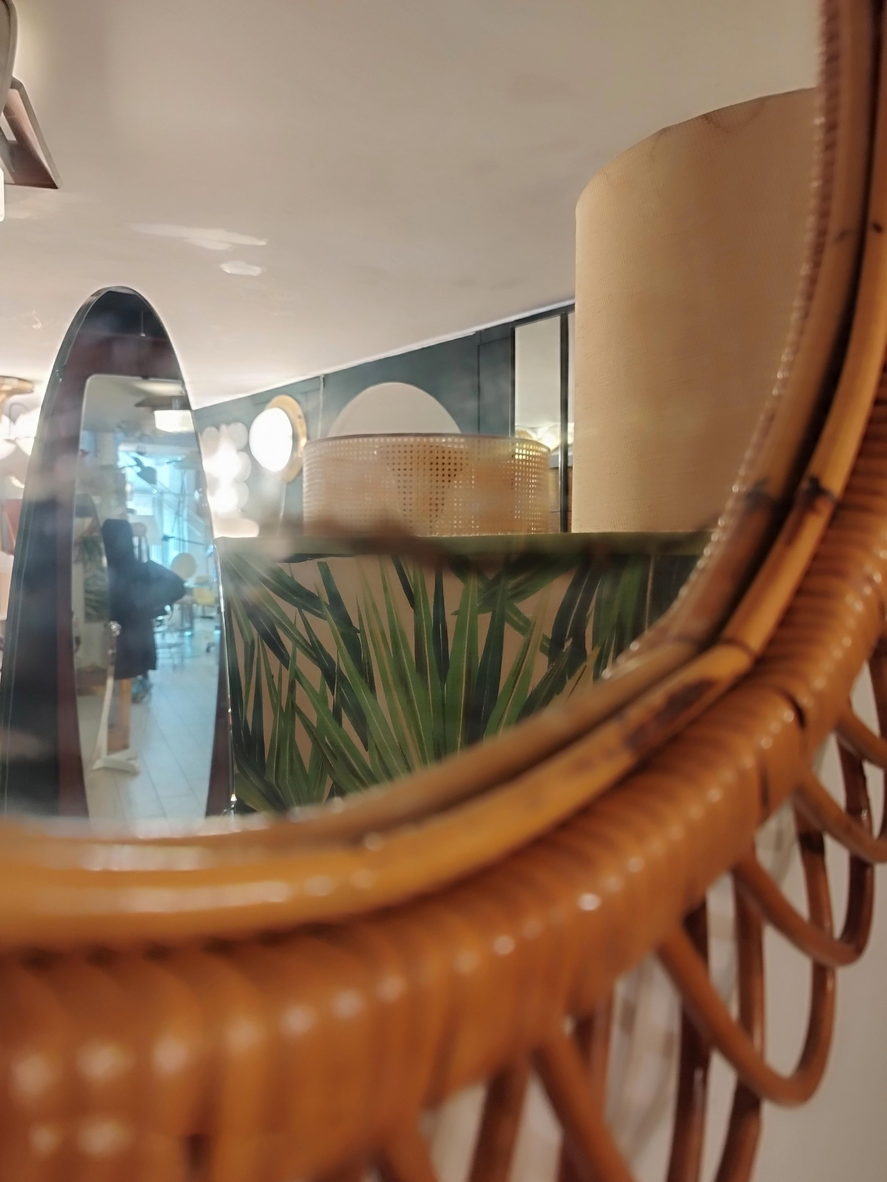 Mid-Century moderno Specchio da parete in rattan e bambù, Franco Albini, Italia 1960 in vendita