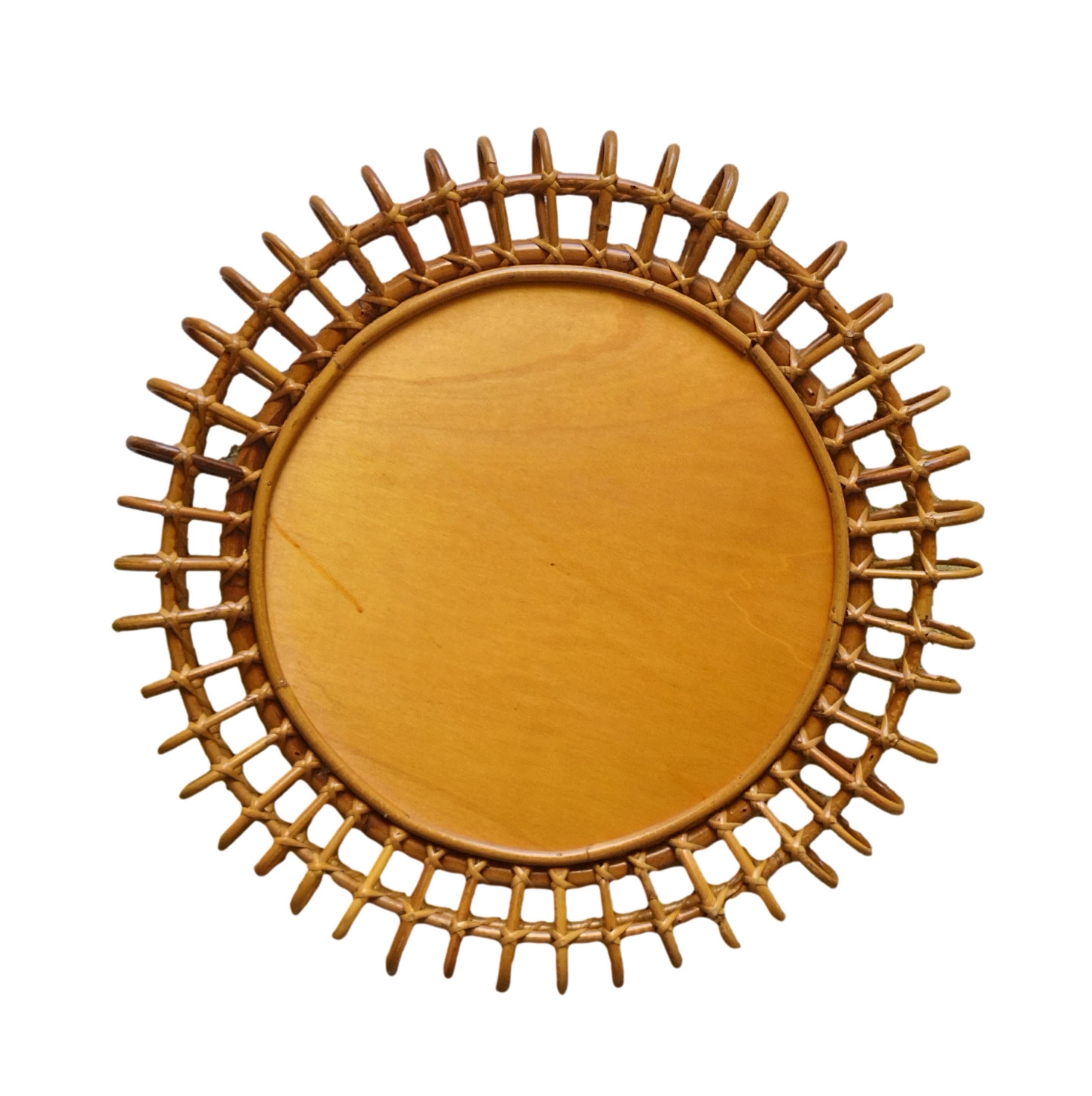 Franco Albini Rattan and Bamboo Wall Mirror, Italy 1960s In Good Condition In Naples, IT
