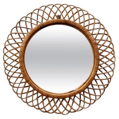 Franco Albini Rattan and Bamboo Wall Mirror, Italy 1960s