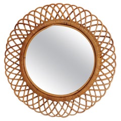 Franco Albini Rattan and Bamboo Wall Mirror, Italy 1960s