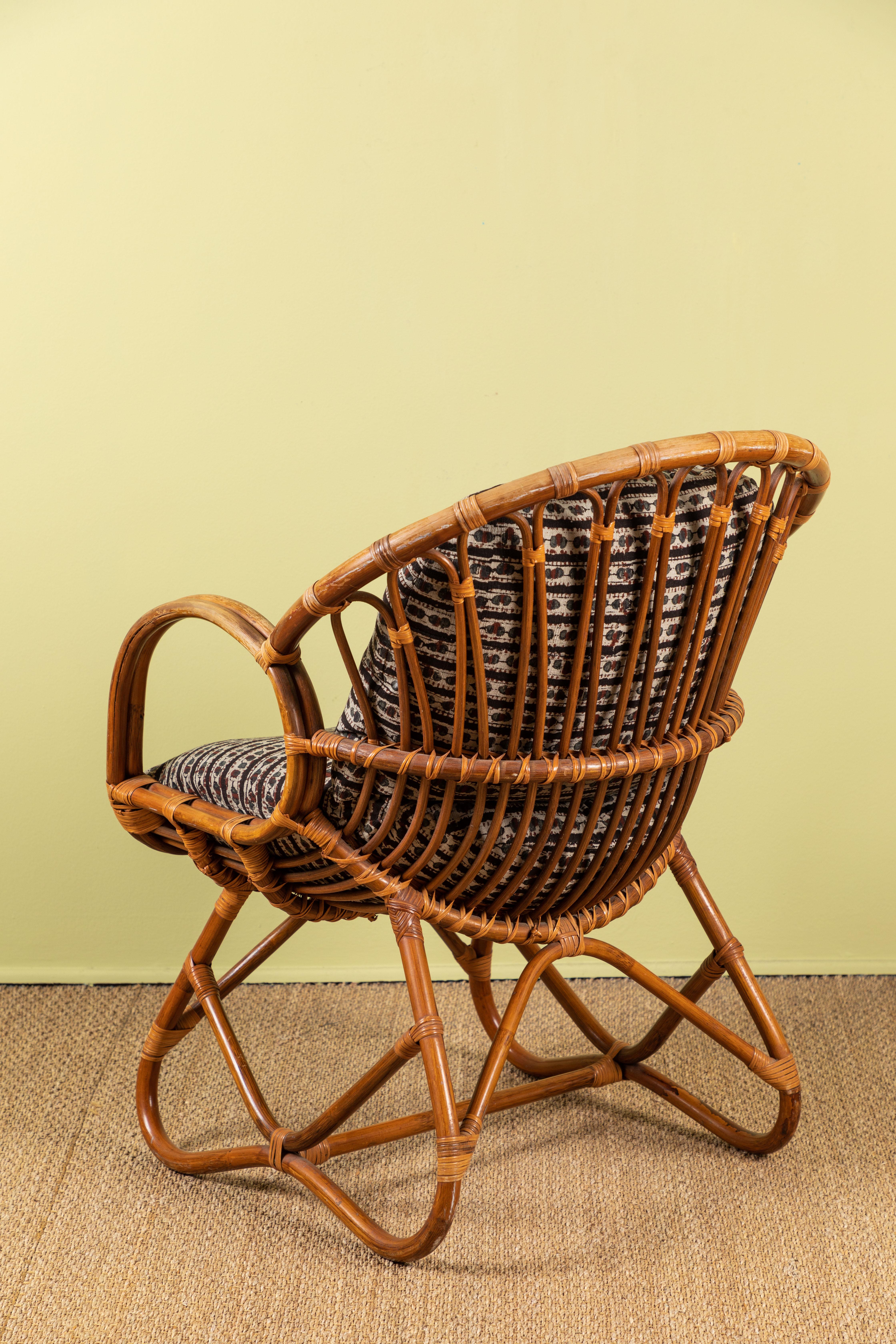 Italian Franco Albini Rattan Chair For Sale