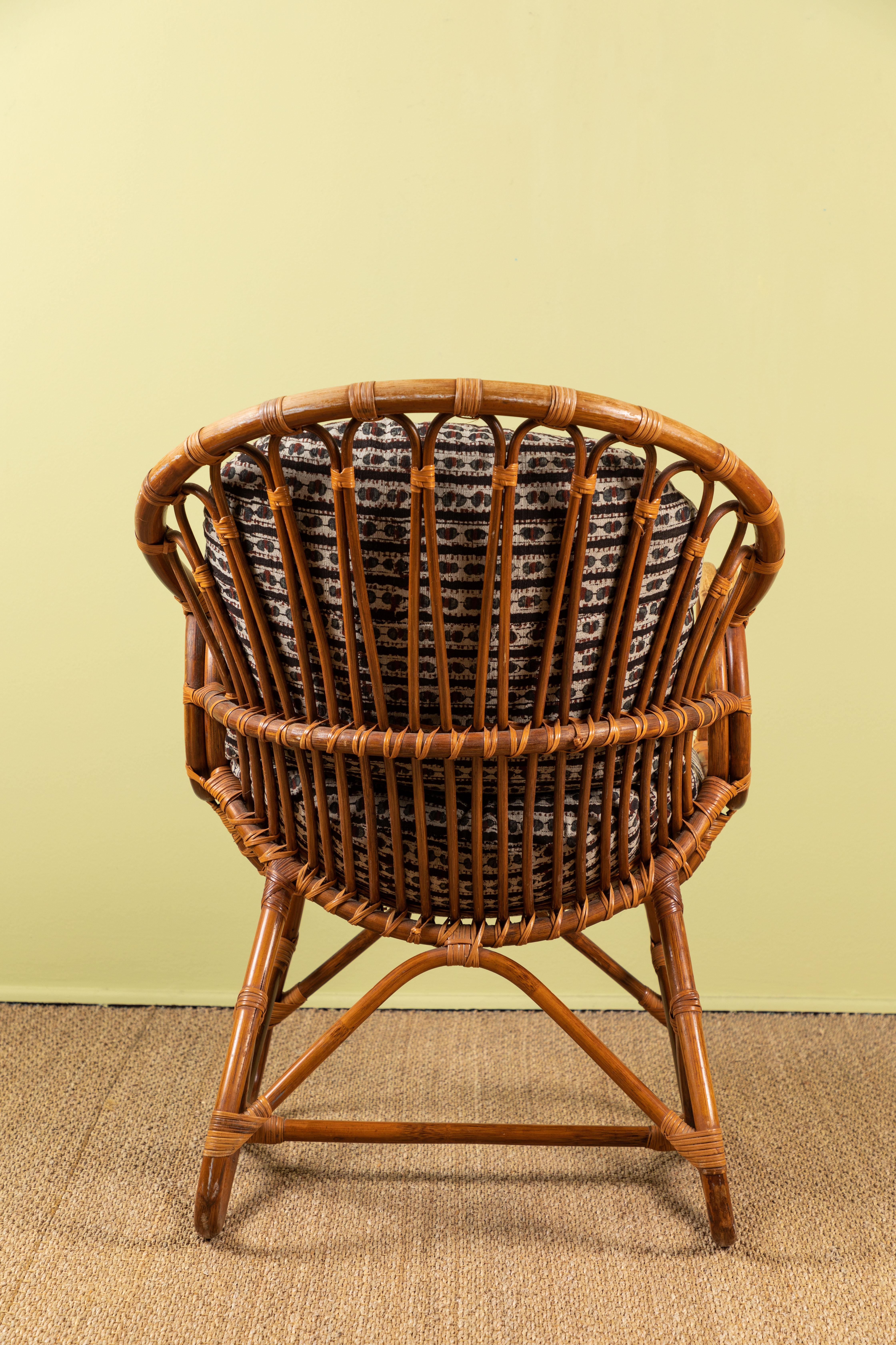 Franco Albini Rattan Chair In Good Condition For Sale In Los Angeles, CA