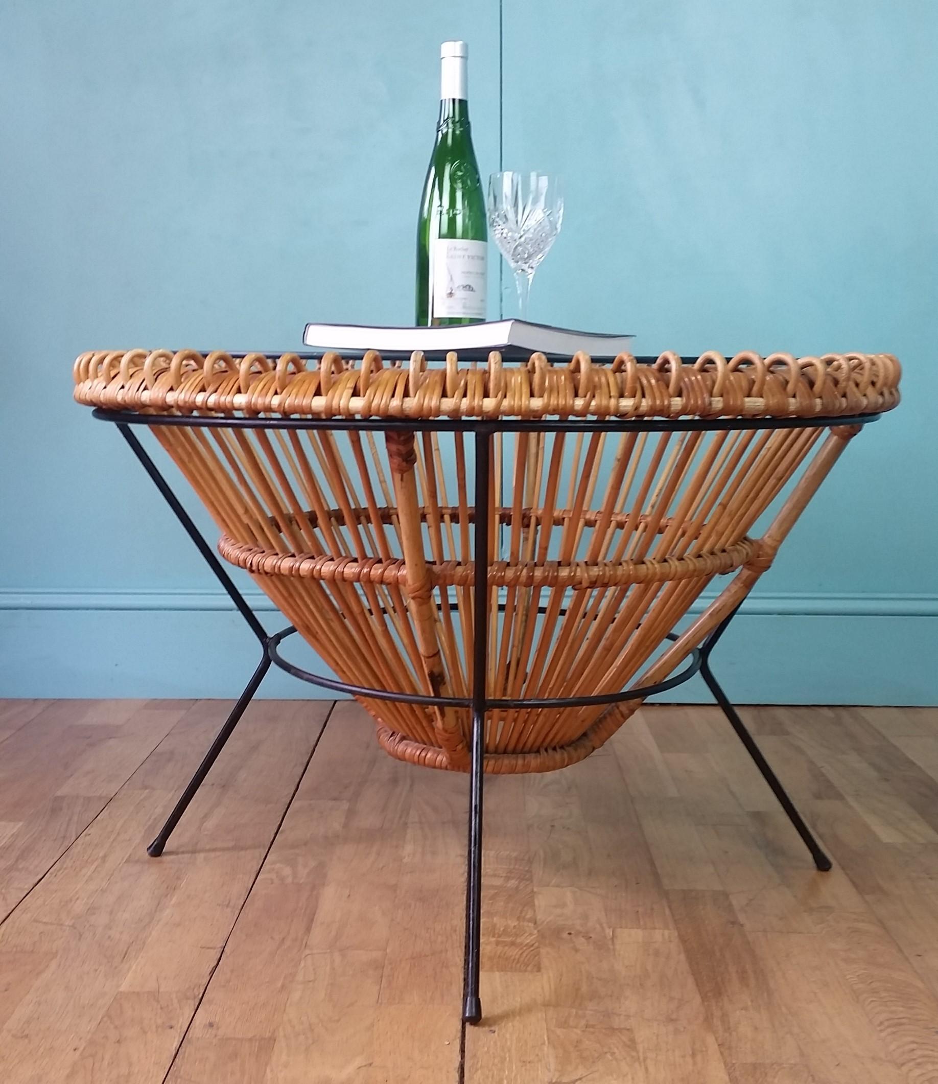 Franco Albini Rattan Coffee Table, 1960's For Sale 2