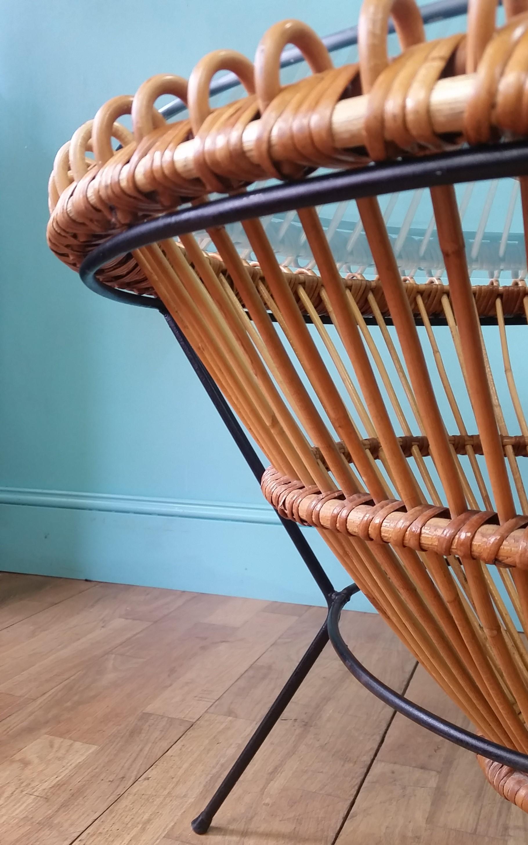 Franco Albini Rattan Coffee Table, 1960's In Good Condition For Sale In Lingfield, GB