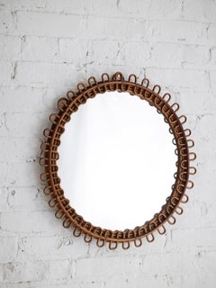 Miroir italien du milieu du siècle en rotin Franco Albini