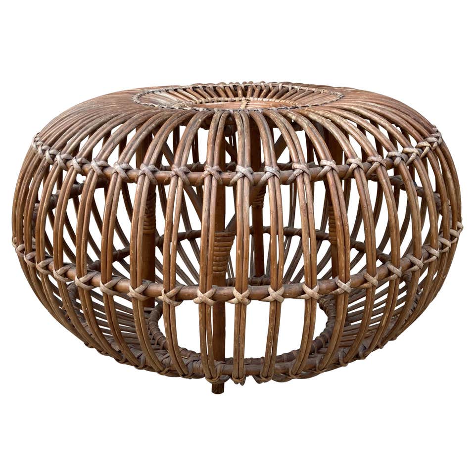 Mid-Century ModWicker Ottoman, Stool or Side Table 'D'