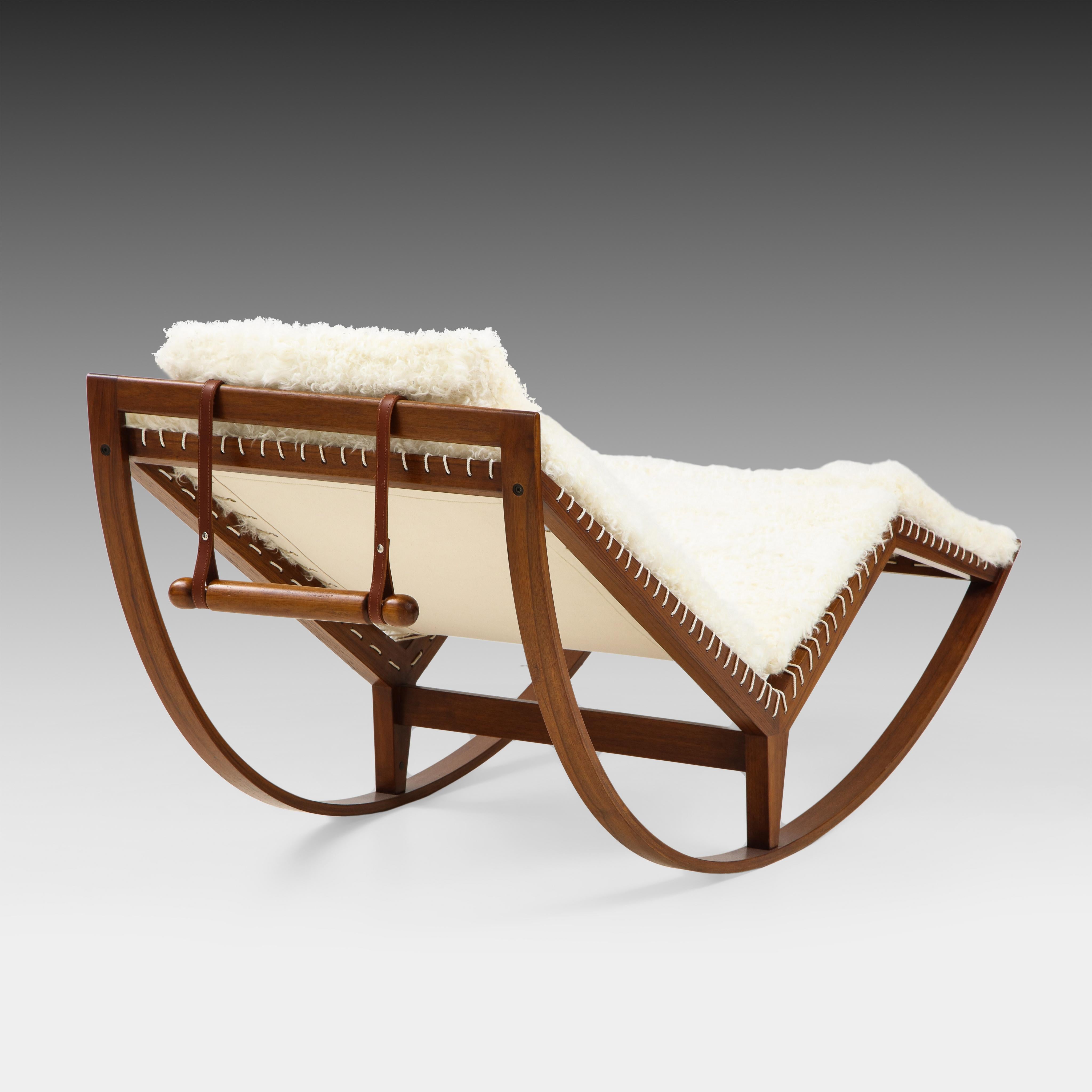 Mid-20th Century Franco Albini Rocking Chaise Model PS16 with Kalgan Lamb and Leather Cushions