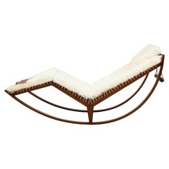 Chaise à bascule Franco Albini modèle PS16 avec coussins en cuir et agneau Kalgan