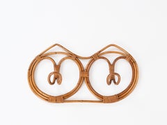 Franco Albini Round Coat Rack in Bamboo and Hand-Woven Wicker, Italy 1960s