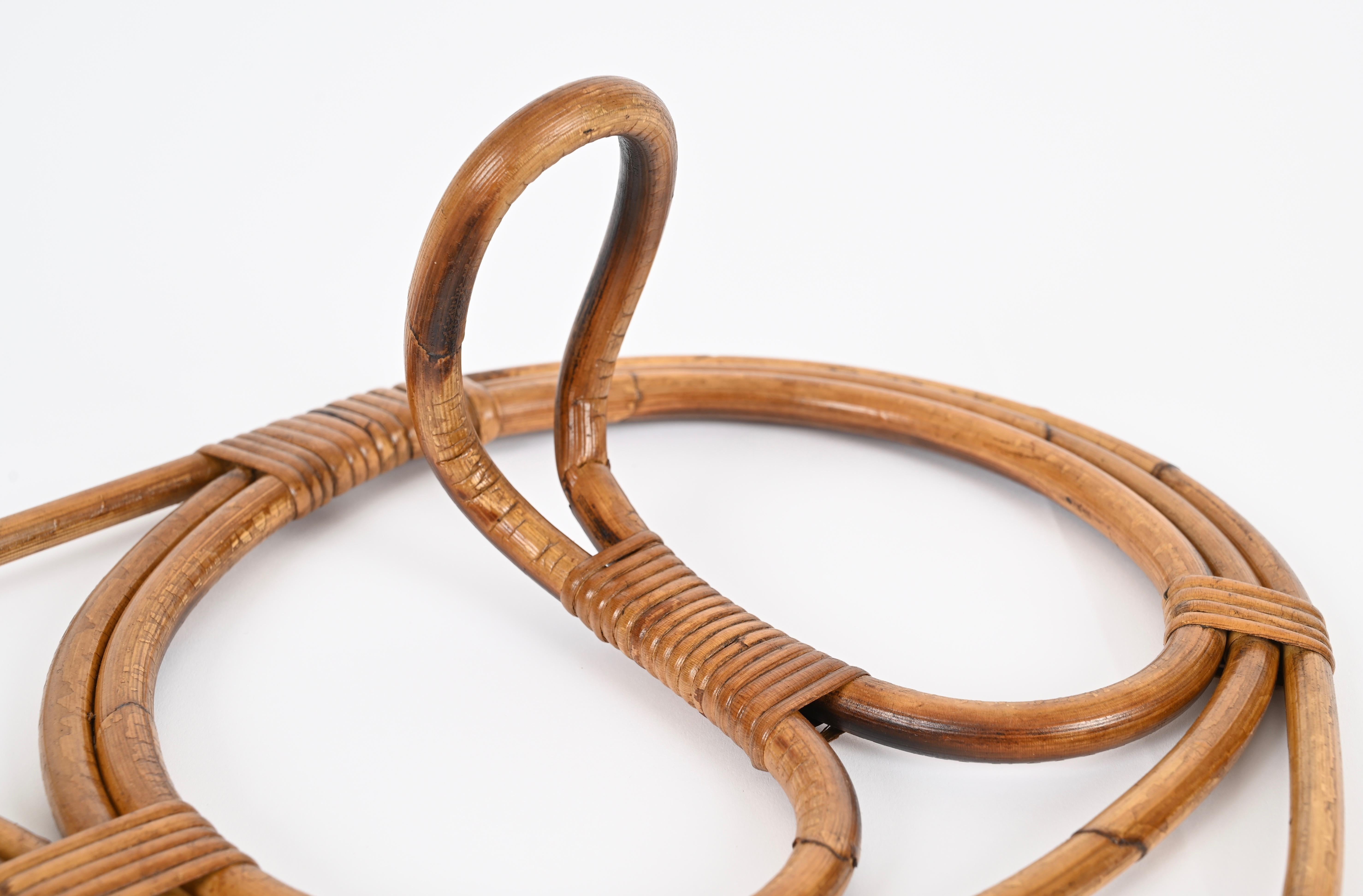 Fatto a mano Franco Albini Appendiabiti rotondo in bambù e vimini intrecciato a mano, Italia 1960 in vendita