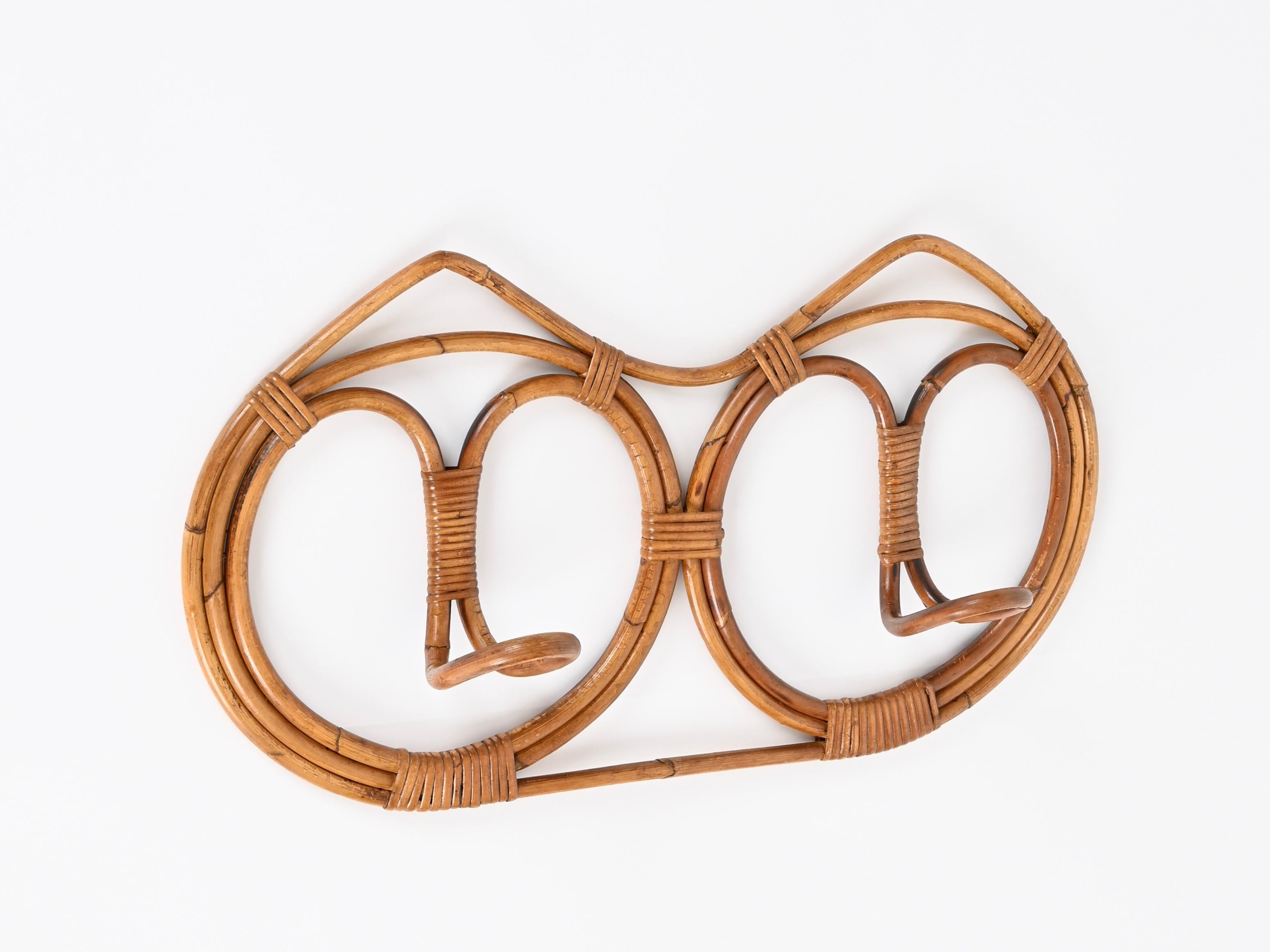 Franco Albini Appendiabiti rotondo in bambù e vimini intrecciato a mano, Italia 1960 In condizioni buone in vendita a Roma, IT