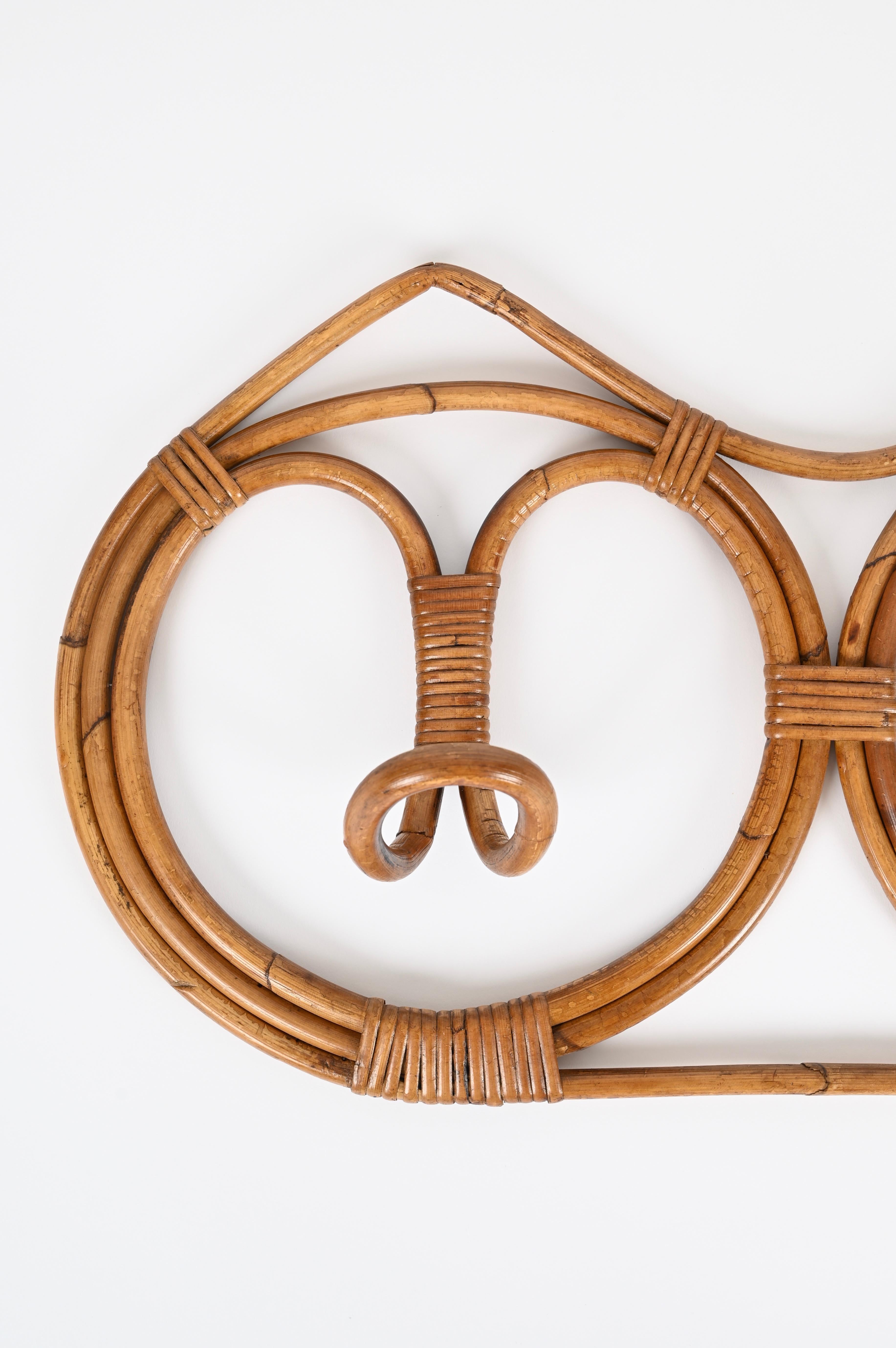 Metà XX secolo Franco Albini Appendiabiti rotondo in bambù e vimini intrecciato a mano, Italia 1960 in vendita