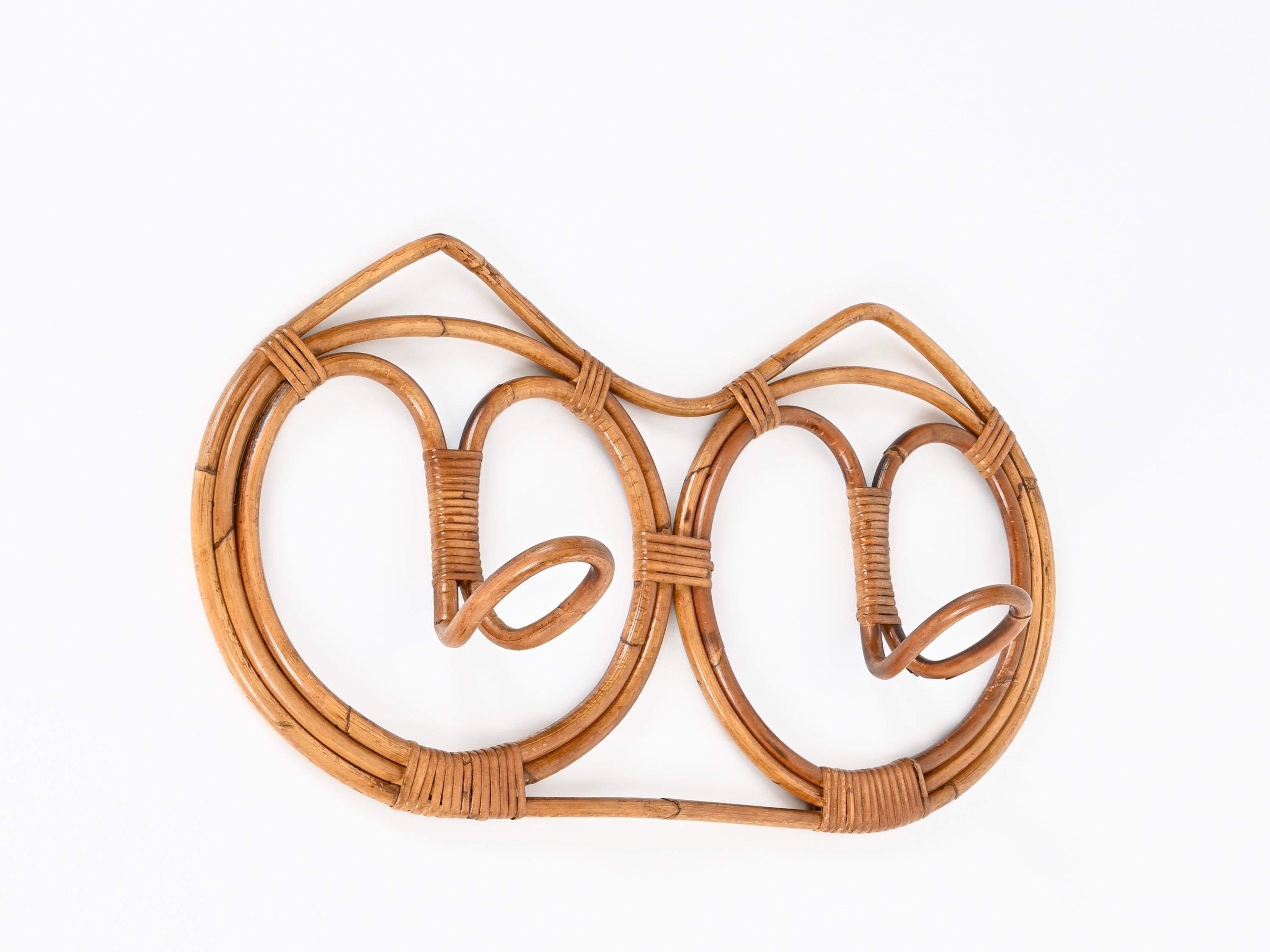 Franco Albini Appendiabiti rotondo in bambù e vimini intrecciato a mano, Italia 1960 in vendita 1