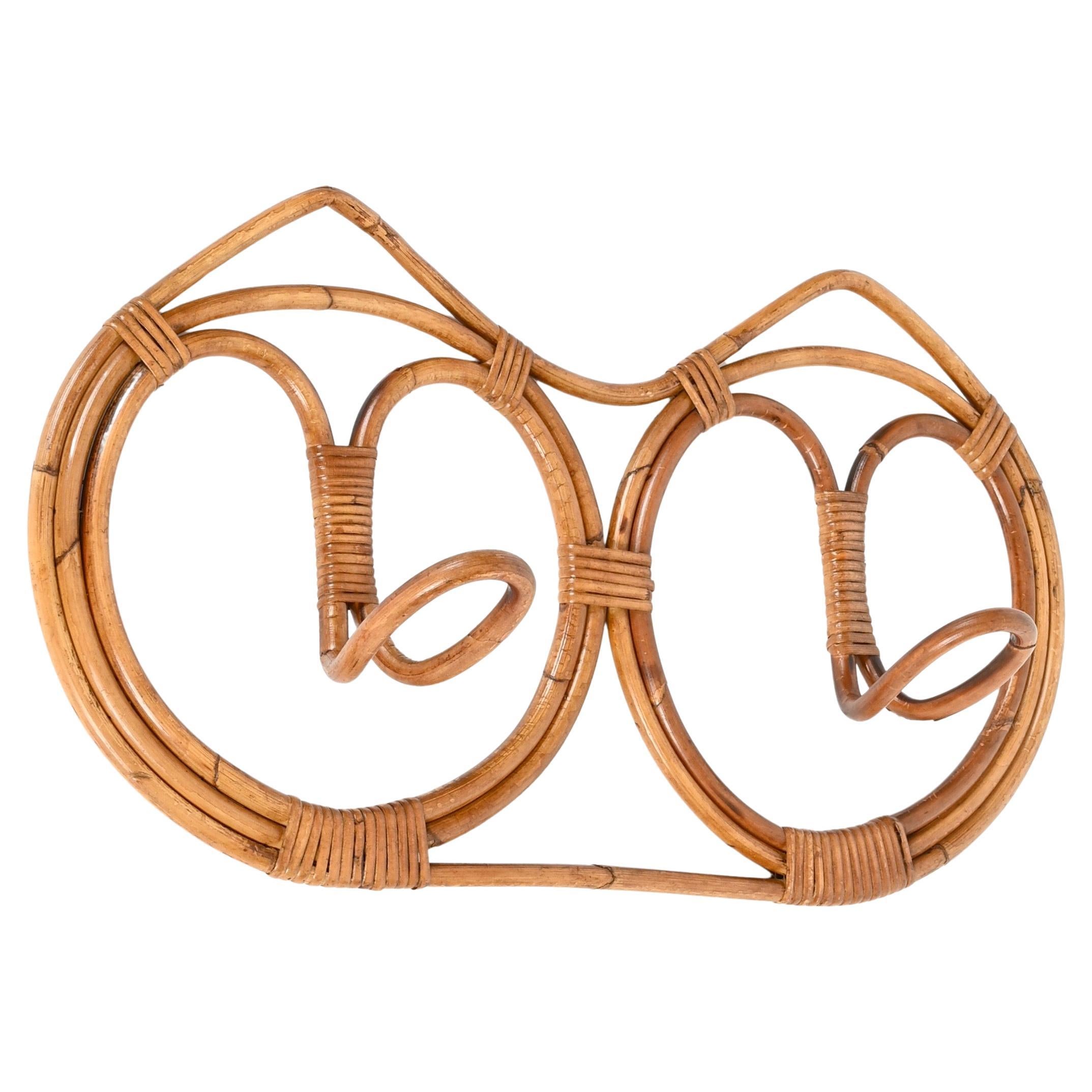 Franco Albini Appendiabiti rotondo in bambù e vimini intrecciato a mano, Italia 1960 in vendita