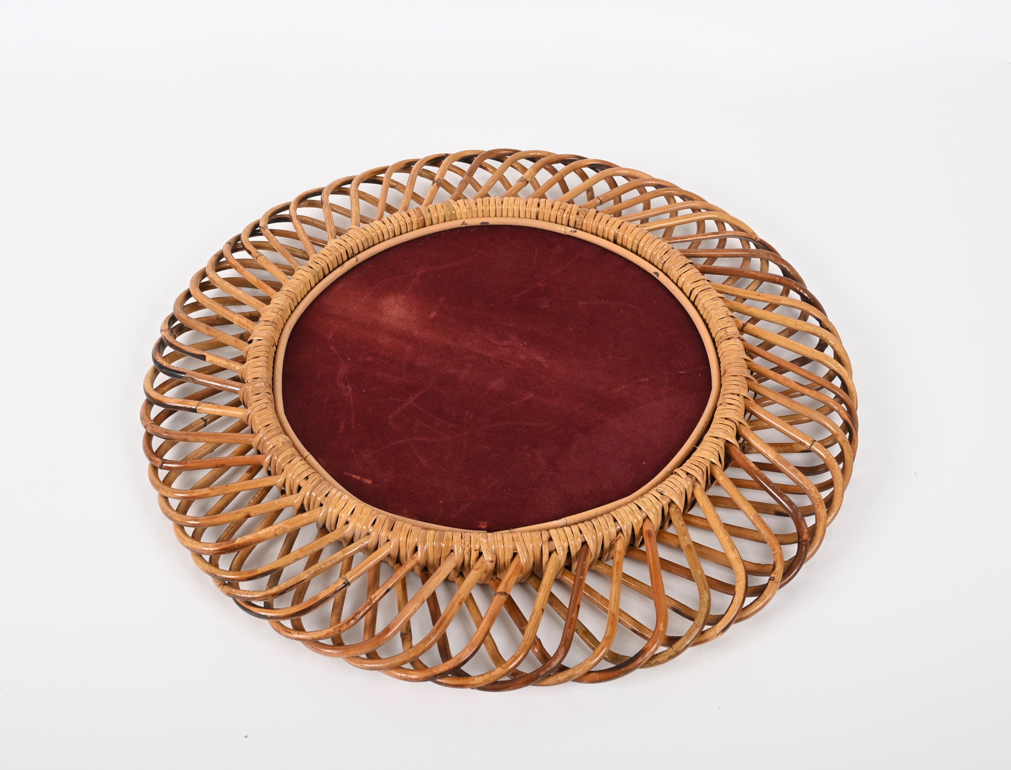 Franco Albini Round Mirror in Bamboo and Rattan, Italy, 1960s 4