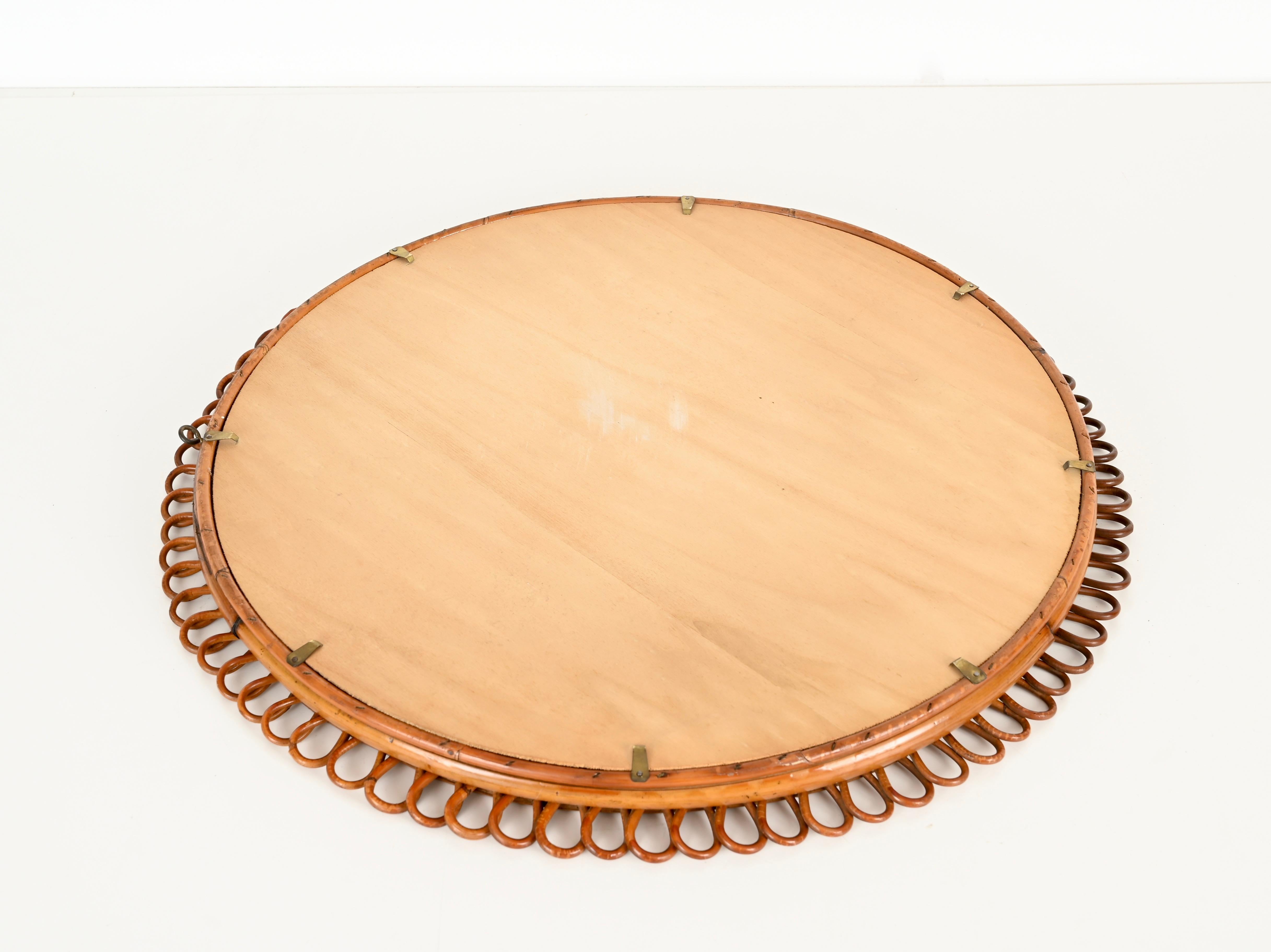 Miroir rond Franco Albini en rotin incurvé et bambou, Italie, années 1960 en vente 2