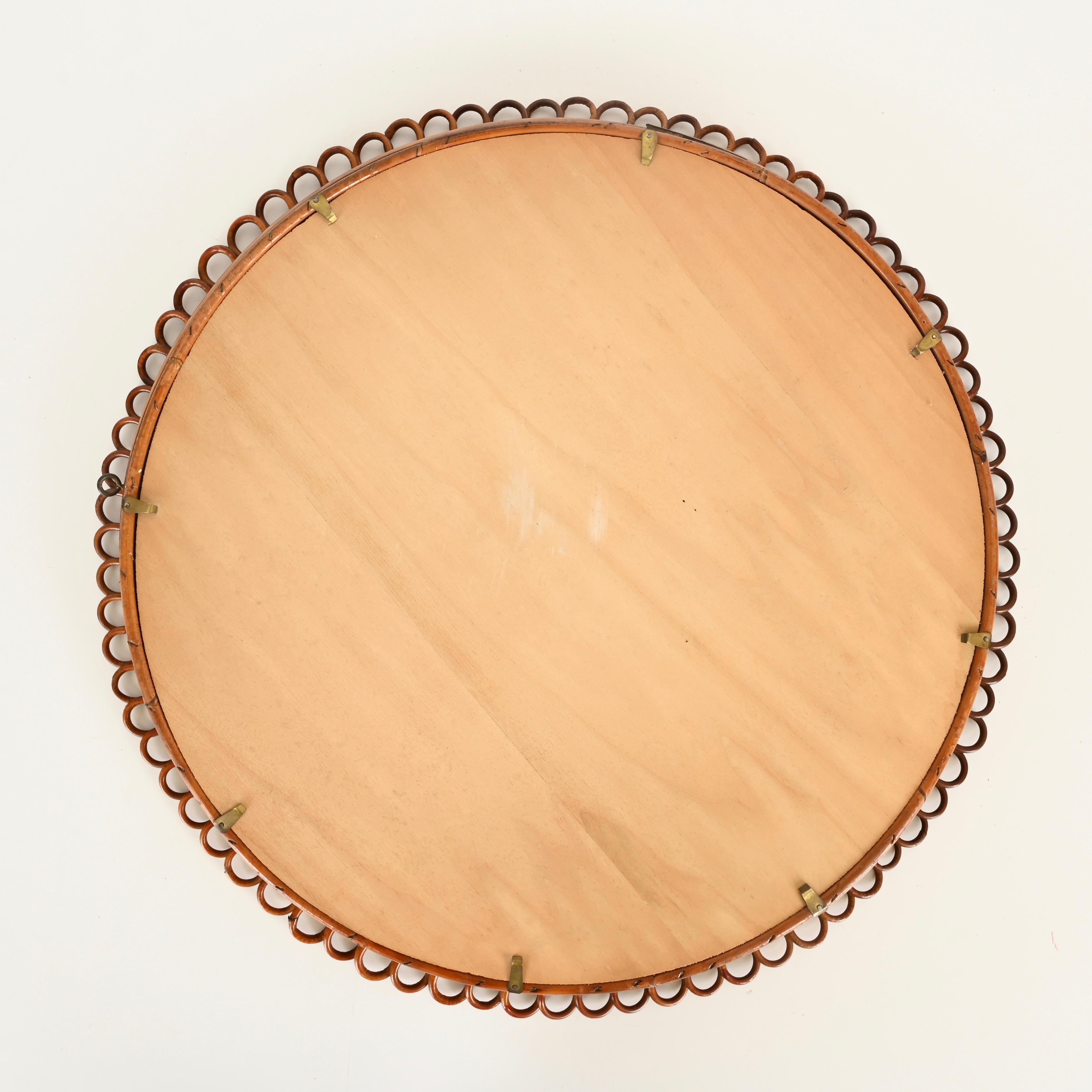 Miroir rond Franco Albini en rotin incurvé et bambou, Italie, années 1960 en vente 3