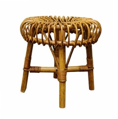 Franco Albini Sgabello Circolare in Rattan e Midollino, Italia 1960s
