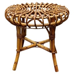 Franco Albini Sgabello Circolare in Rattan e Midollino, Italia 1960s