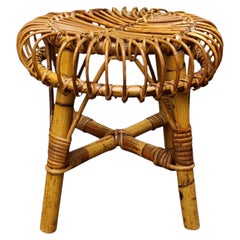 Franco Albini Sgabello Circolare in Rattan e Midollino, Italia 1960s