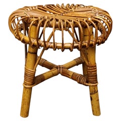 Franco Albini Sgabello Circolare in Rattan e Midollino, Italia 1960s