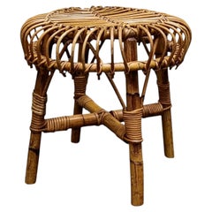 Franco Albini Sgabello Circolare in Rattan e Midollino, Italia 1960s