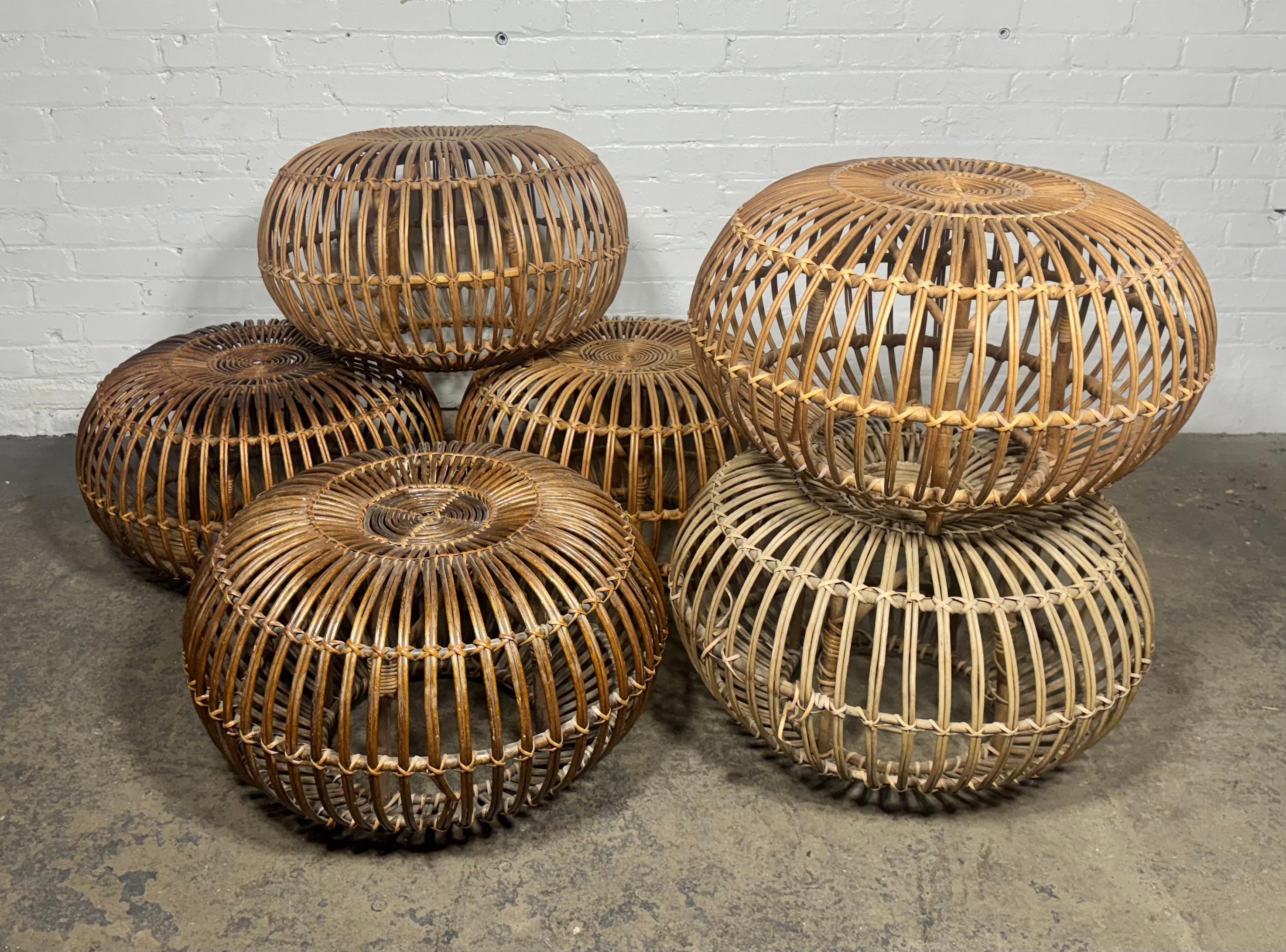 Mid-Century Modern Franco Albini Split Reed ottoman or pouf collection (6) Classic Mid Century For Sale