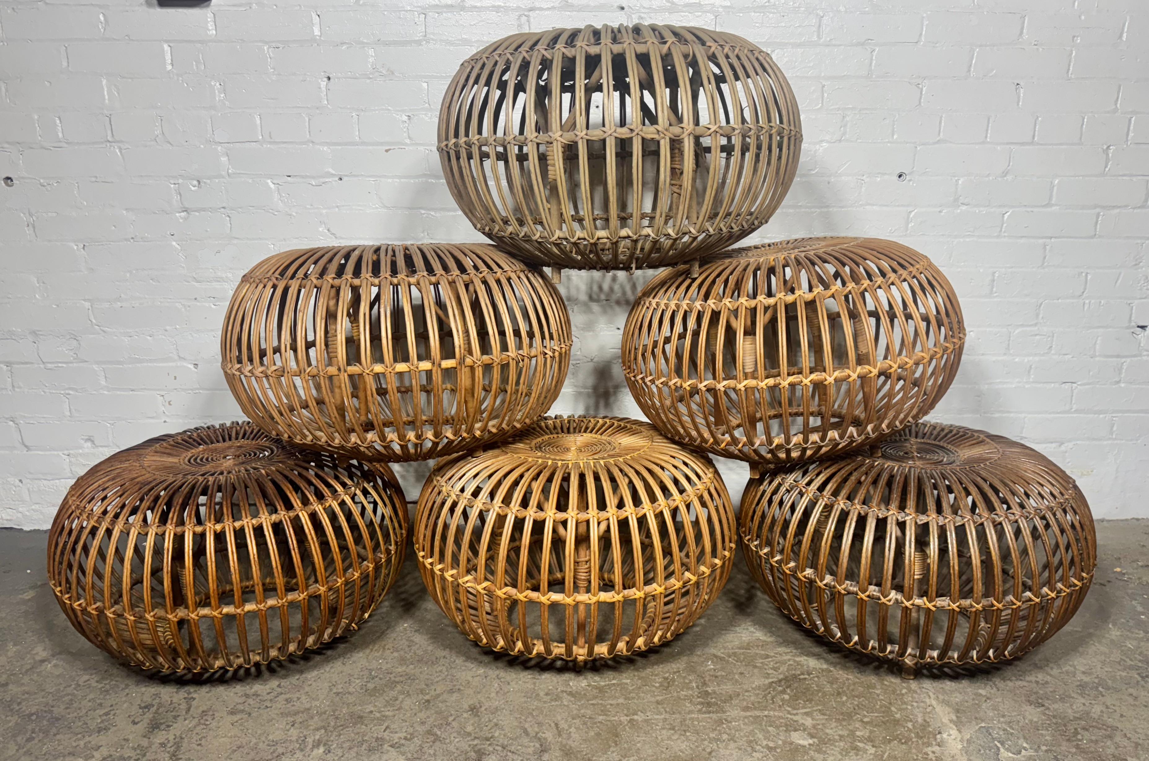 Italian Franco Albini Split Reed ottoman or pouf collection (6) Classic Mid Century For Sale