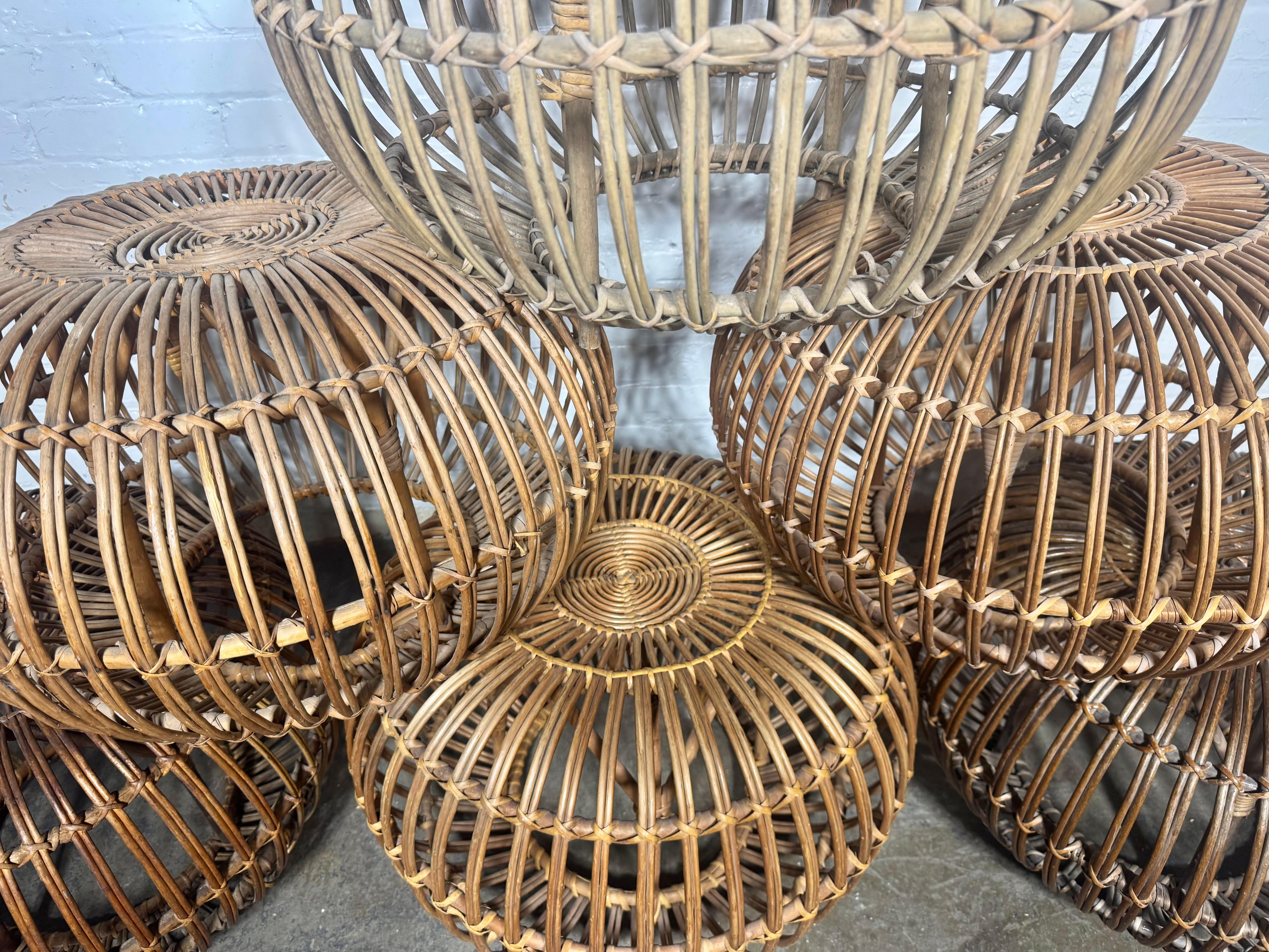 Franco Albini Split Reed ottoman or pouf collection (6) Classic Mid Century In Good Condition For Sale In Buffalo, NY