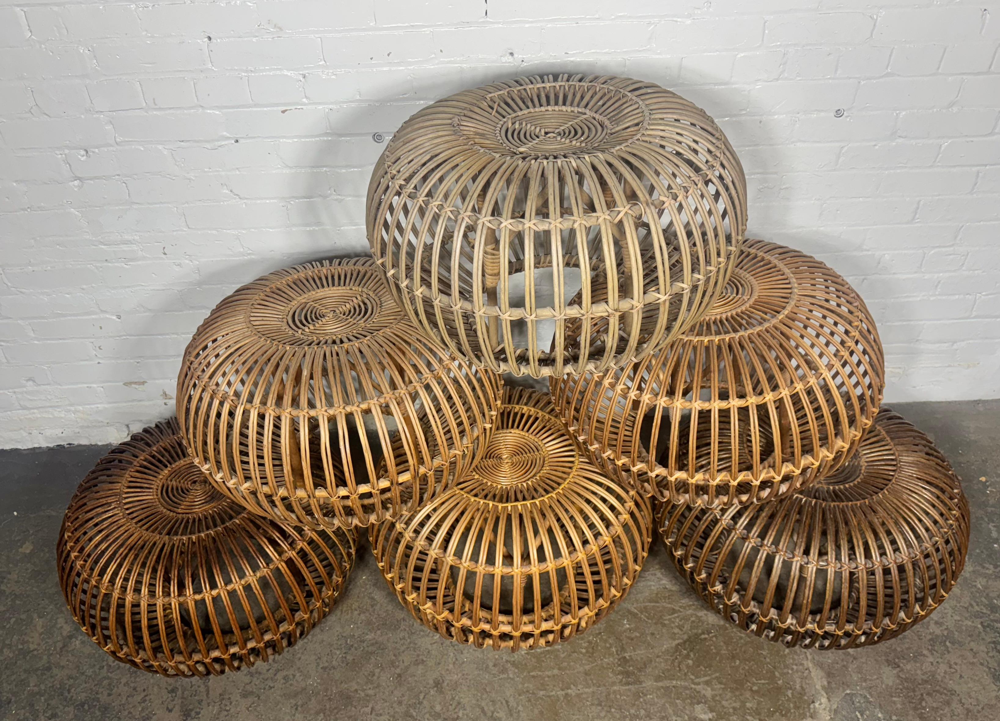 20th Century Franco Albini Split Reed ottoman or pouf collection (6) Classic Mid Century For Sale