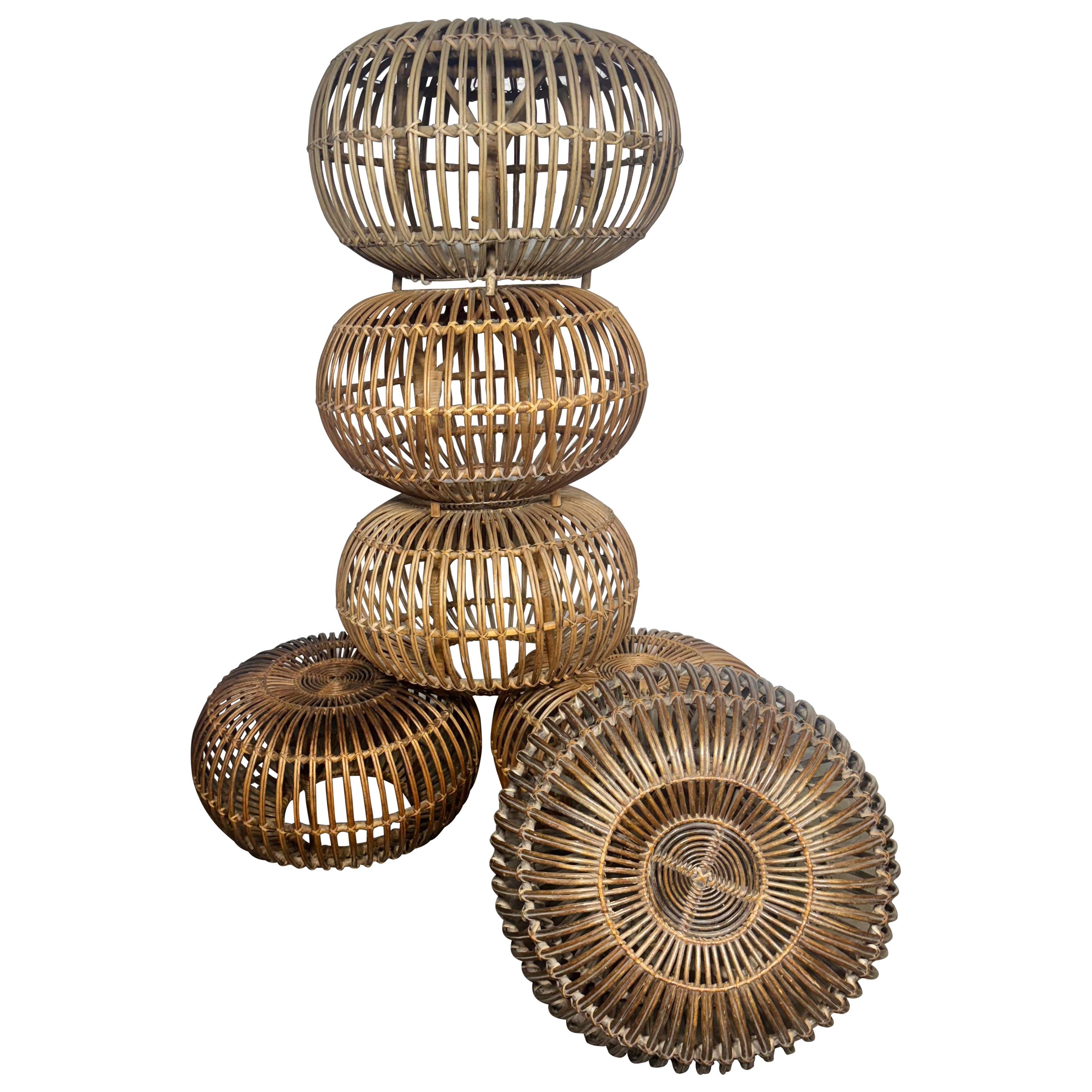 Franco Albini Colección de pufs y otomanas Split Reed (6) Clásico de mediados de siglo en venta
