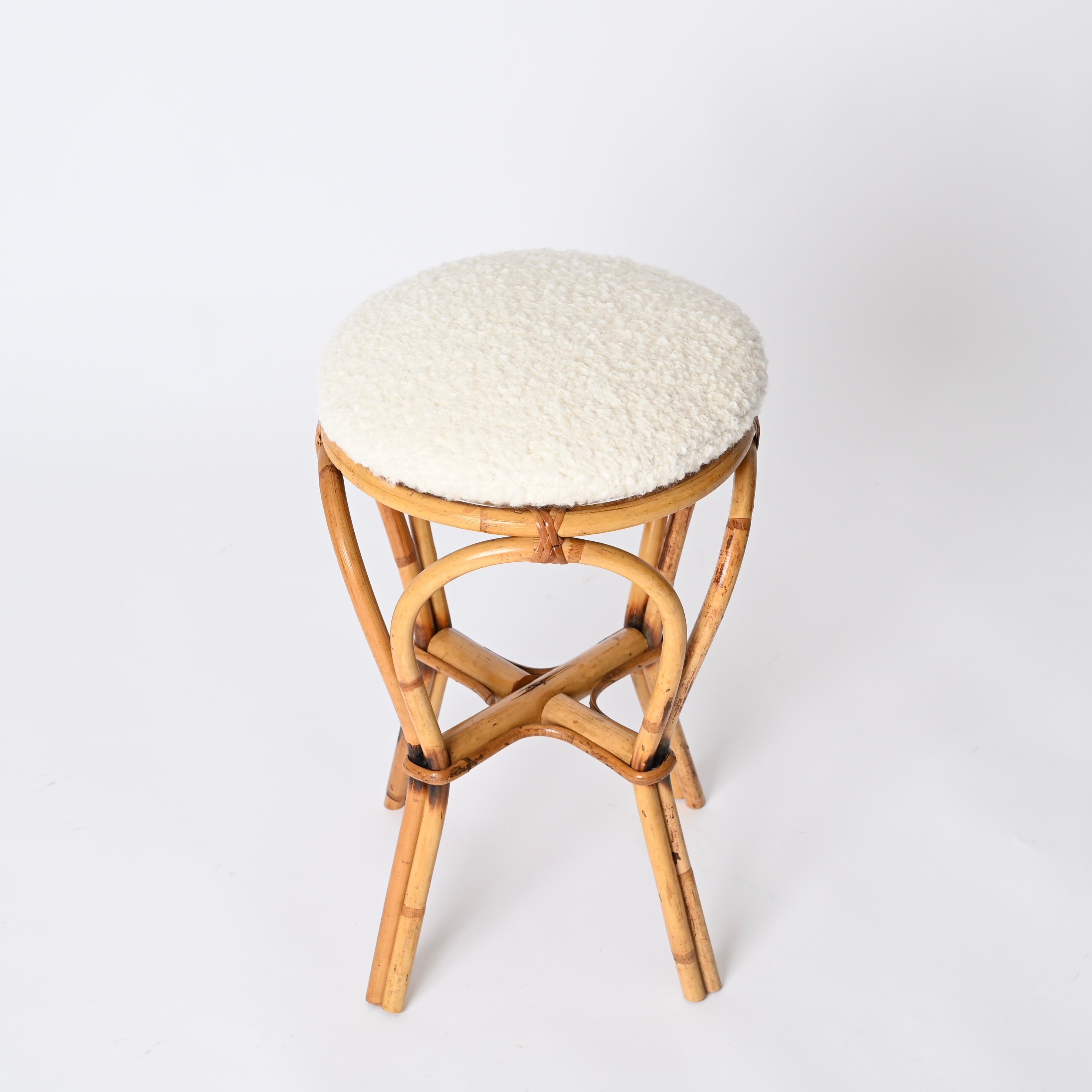 Franco Albini Taburete o mesa auxiliar de ratán y bambú, Italia Años 60 en venta 6