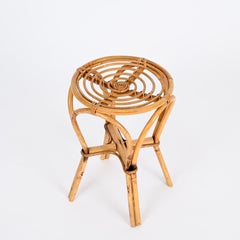Franco Albini Hocker oder Beistelltisch aus Rattan und Bambus, Italien 1960er Jahre