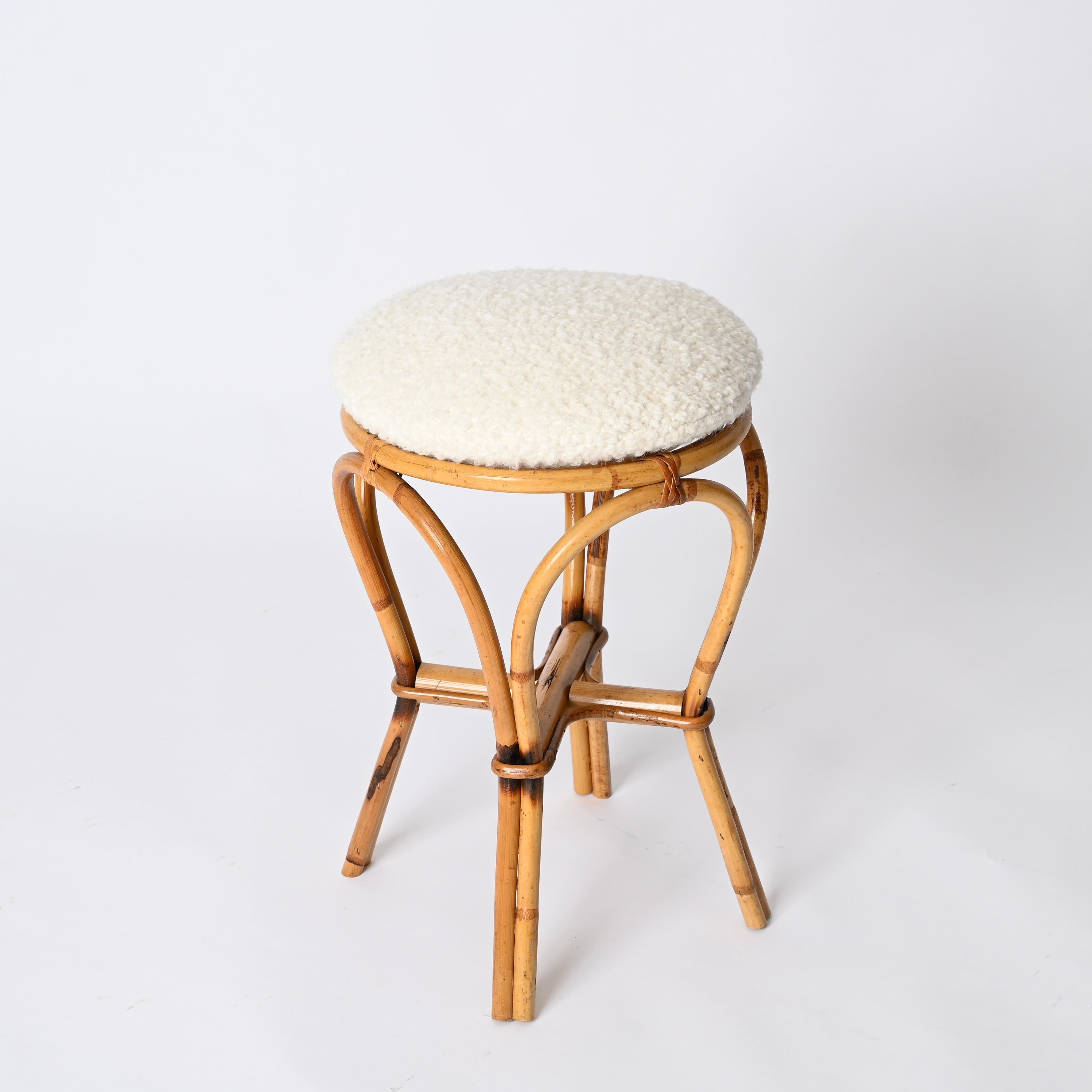 Franco Albini Taburete o mesa auxiliar de ratán y bambú, Italia Años 60 en Bueno estado para la venta en Roma, IT