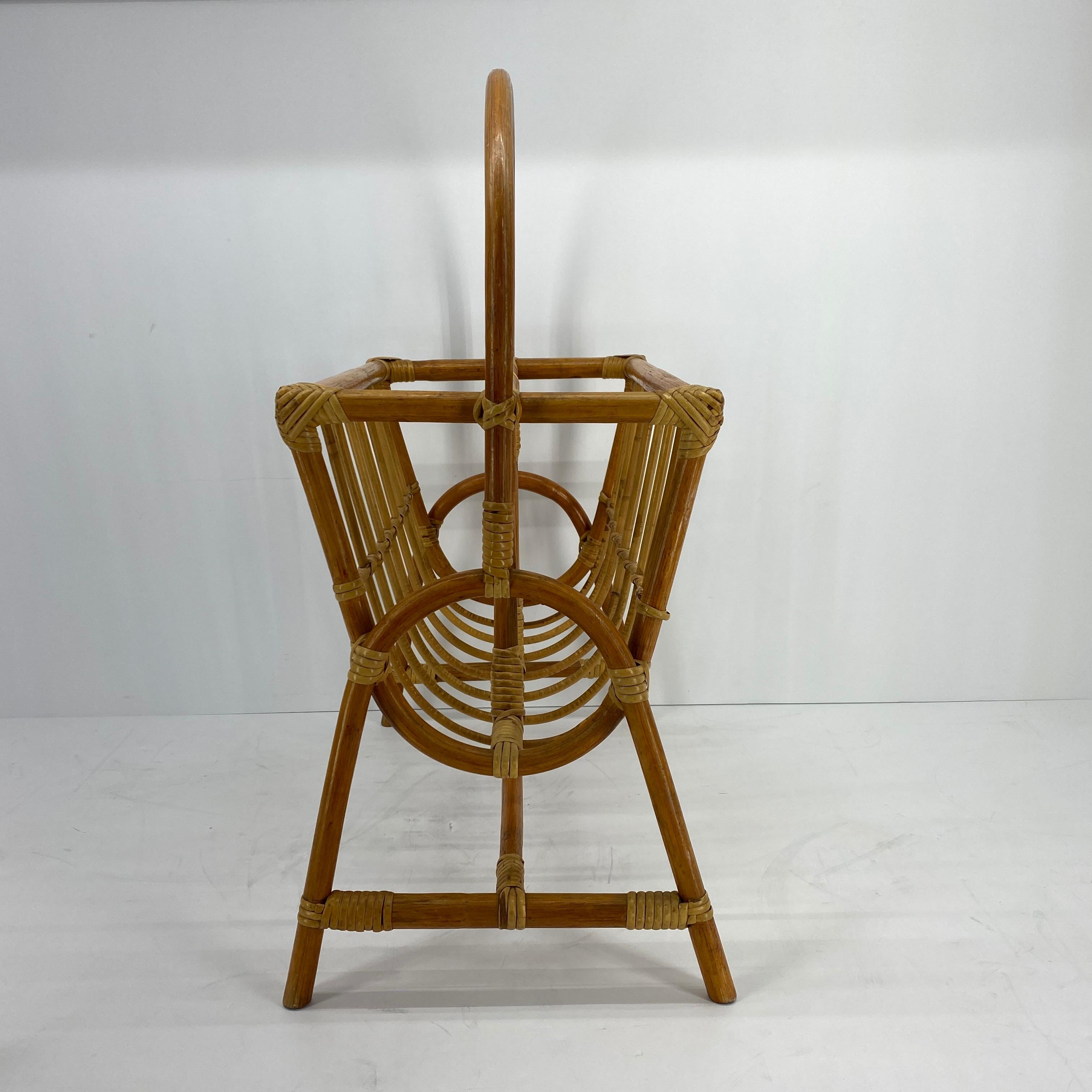 Franco Albini Style Bamboo and Rattan Magazine Rack Mid-Century Modern 9