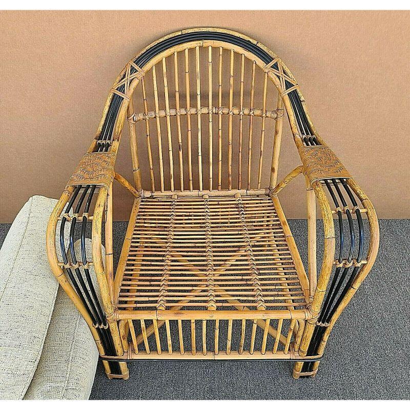 For full item description be sure to click on CONTINUE READING at the bottom of this listing.

Offering one of our recent Palm Beach estate fine furniture acquisitions of a
vintage mcm franco albini viggo boesen style bamboo bentwood rattan
