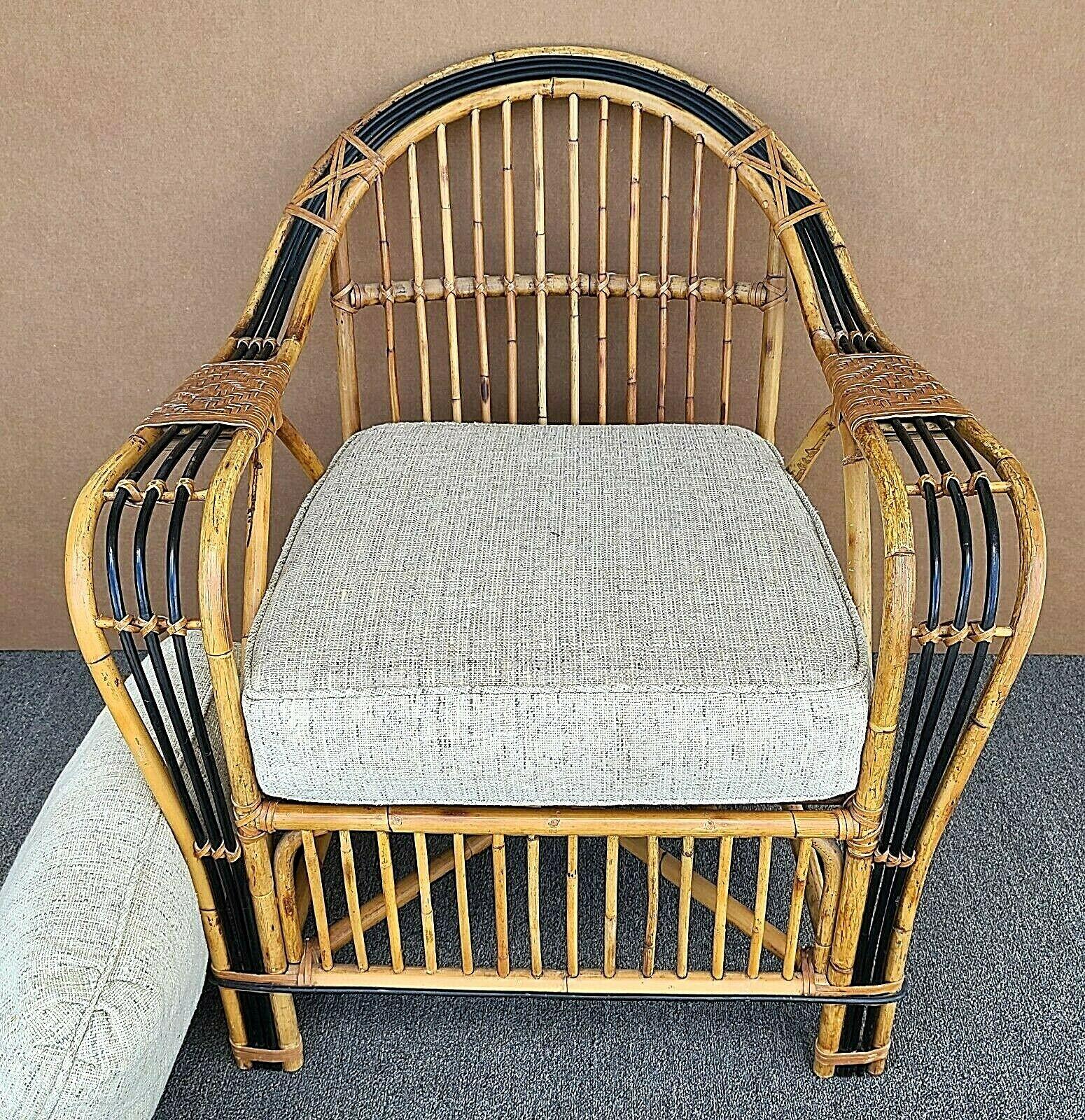 Mid-Century Modern Franco Albini Style Bamboo Bentwood Rattan Lounge Chair