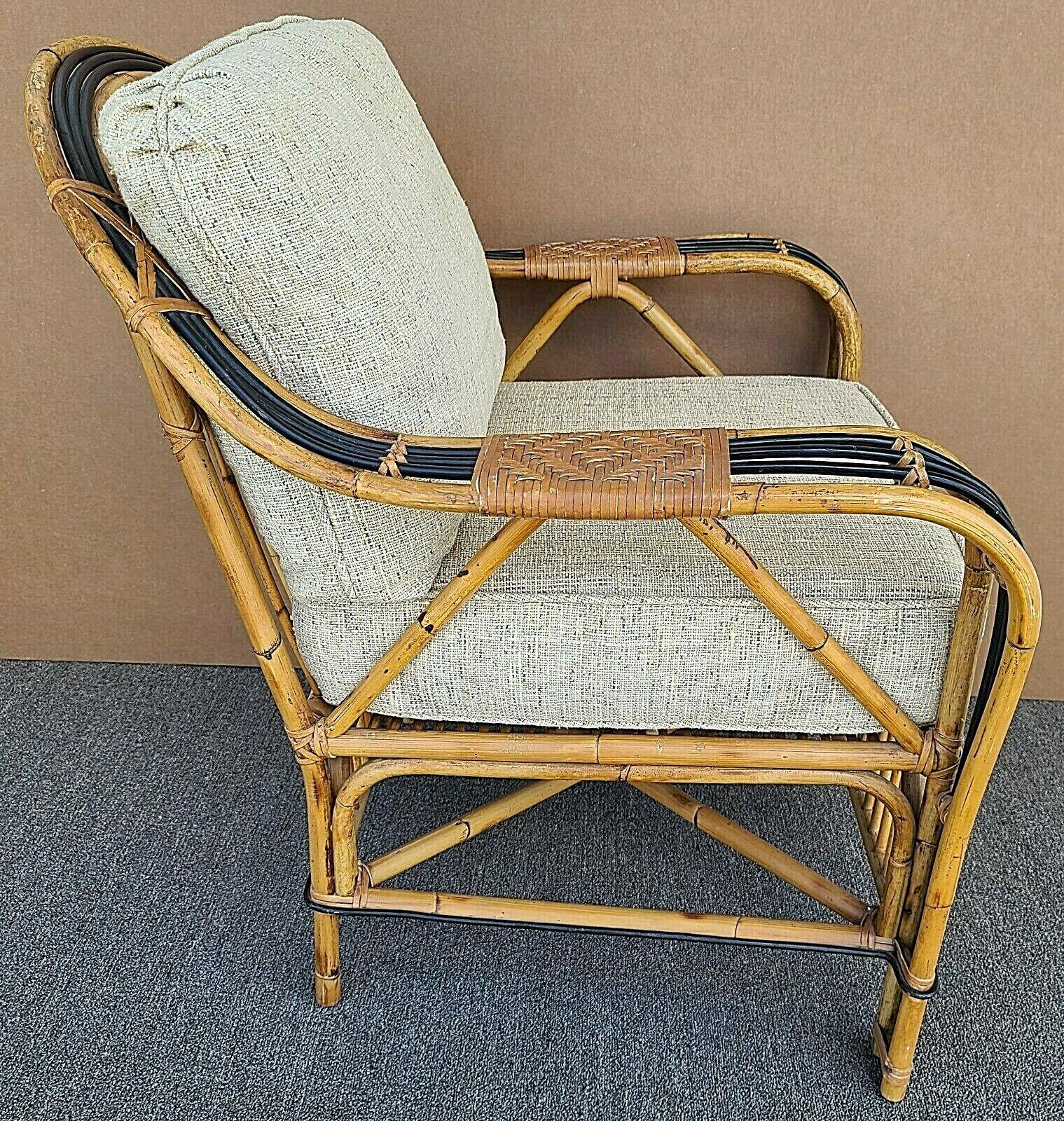 Franco Albini Style Bamboo Bentwood Rattan Lounge Chair In Good Condition In Lake Worth, FL