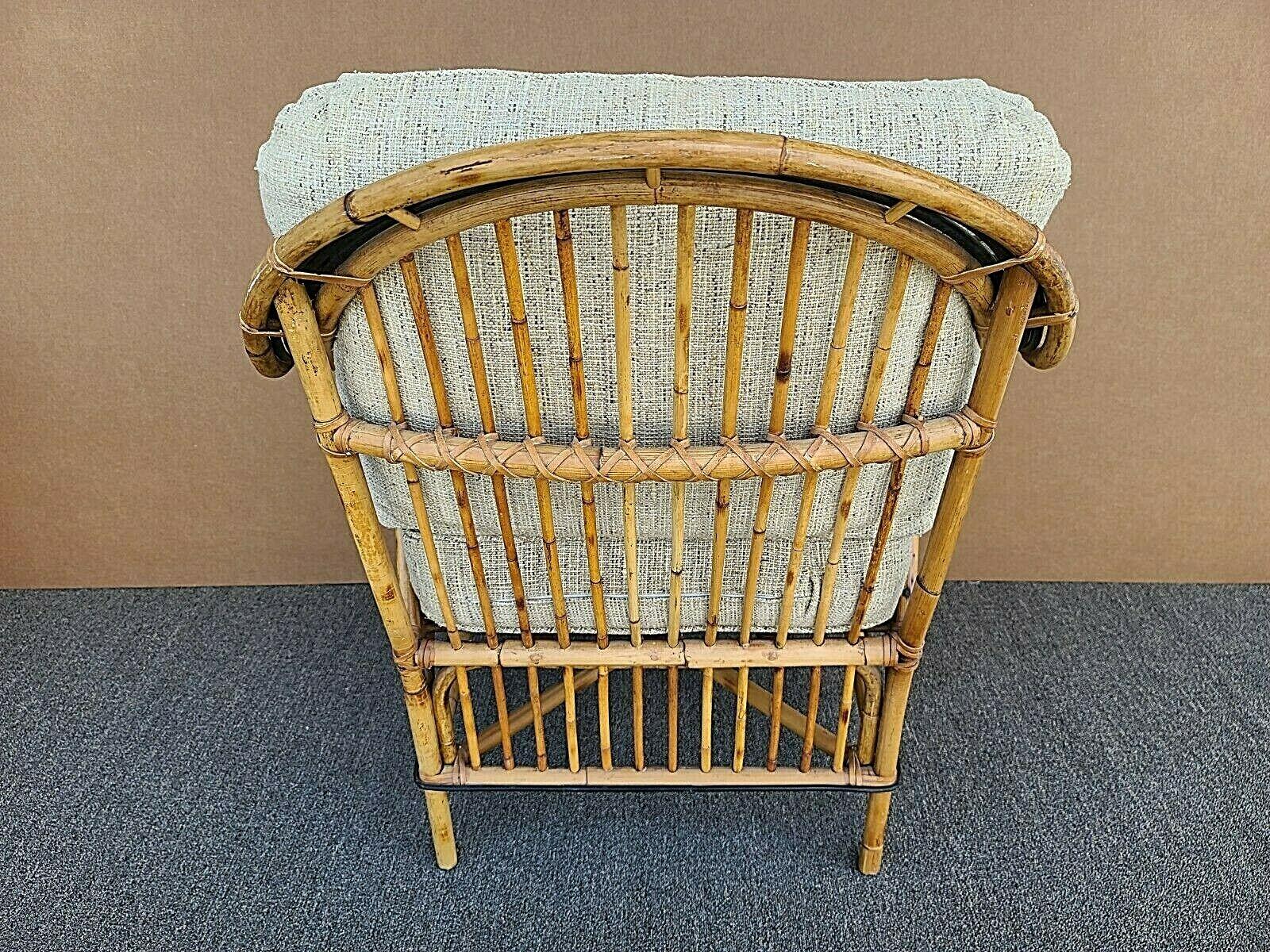 Late 20th Century Franco Albini Style Bamboo Bentwood Rattan Lounge Chair