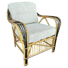 Franco Albini Style Bamboo Bentwood Rattan Lounge Chair
