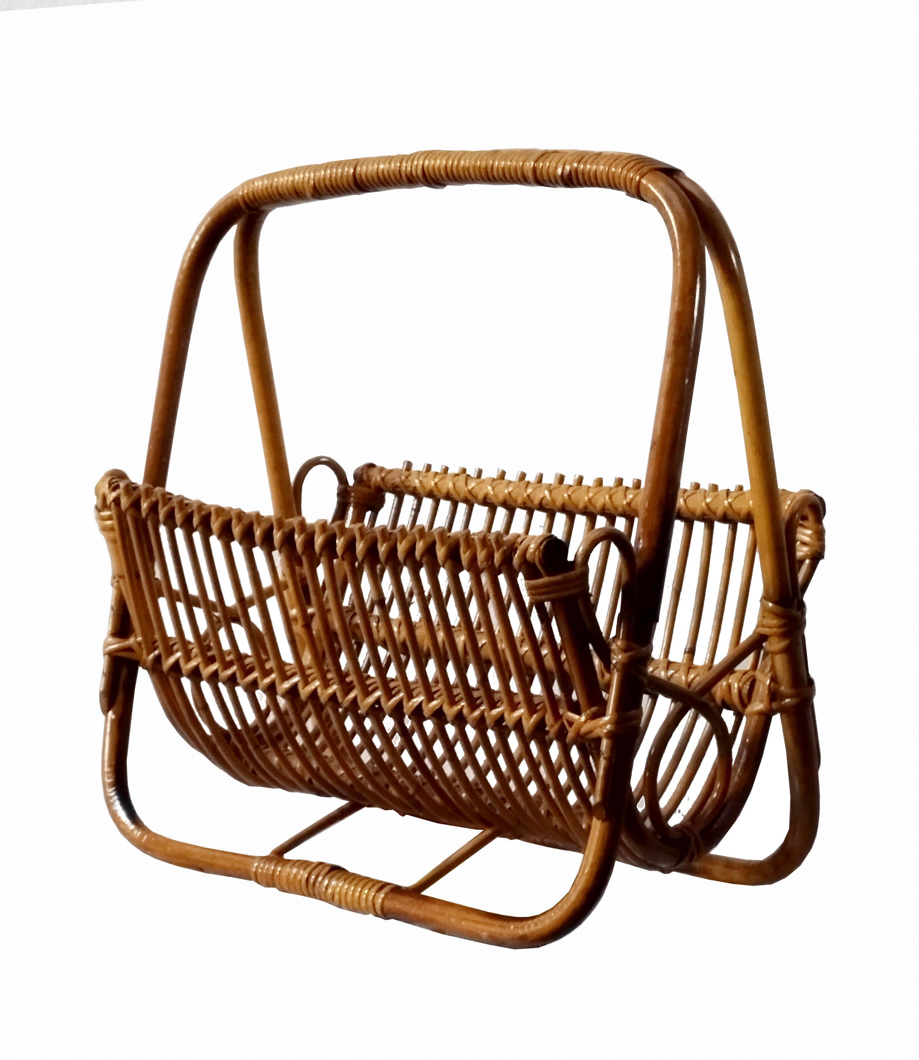 Mid-Century moderno Portariviste in bambù in stile Franco Albini, Italia, anni '60 in vendita