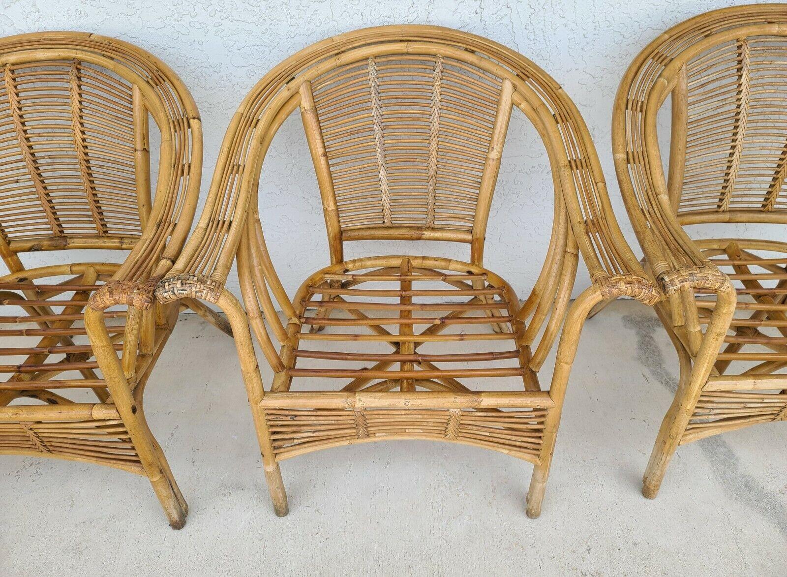 Franco Albini Style Bamboo Rattan Bentwood Armchairs For Sale 3