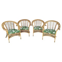 Franco Albini Style Bamboo Rattan Bentwood Armchairs