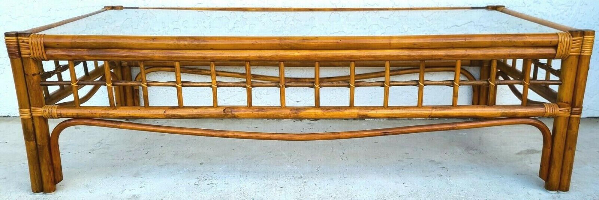 For FULL item description be sure to click on CONTINUE READING at the bottom of this listing.

Offering One Of Our Recent Palm Beach Estate Fine Furniture Acquisitions Of A
FRANCO ALBINI Style Bamboo Rattan Coffee Table by WILSHIRE

This