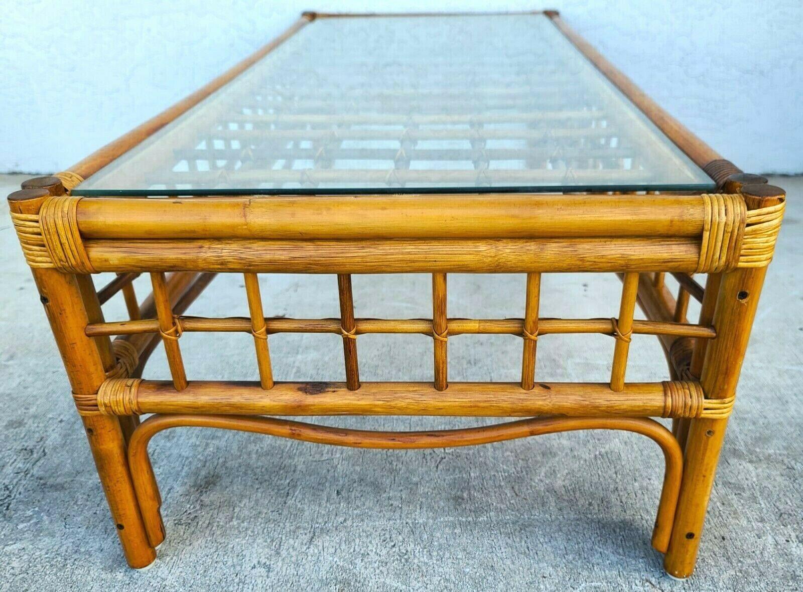 Franco Albini Style Bamboo Rattan Coffee Table by Wilshire In Good Condition In Lake Worth, FL