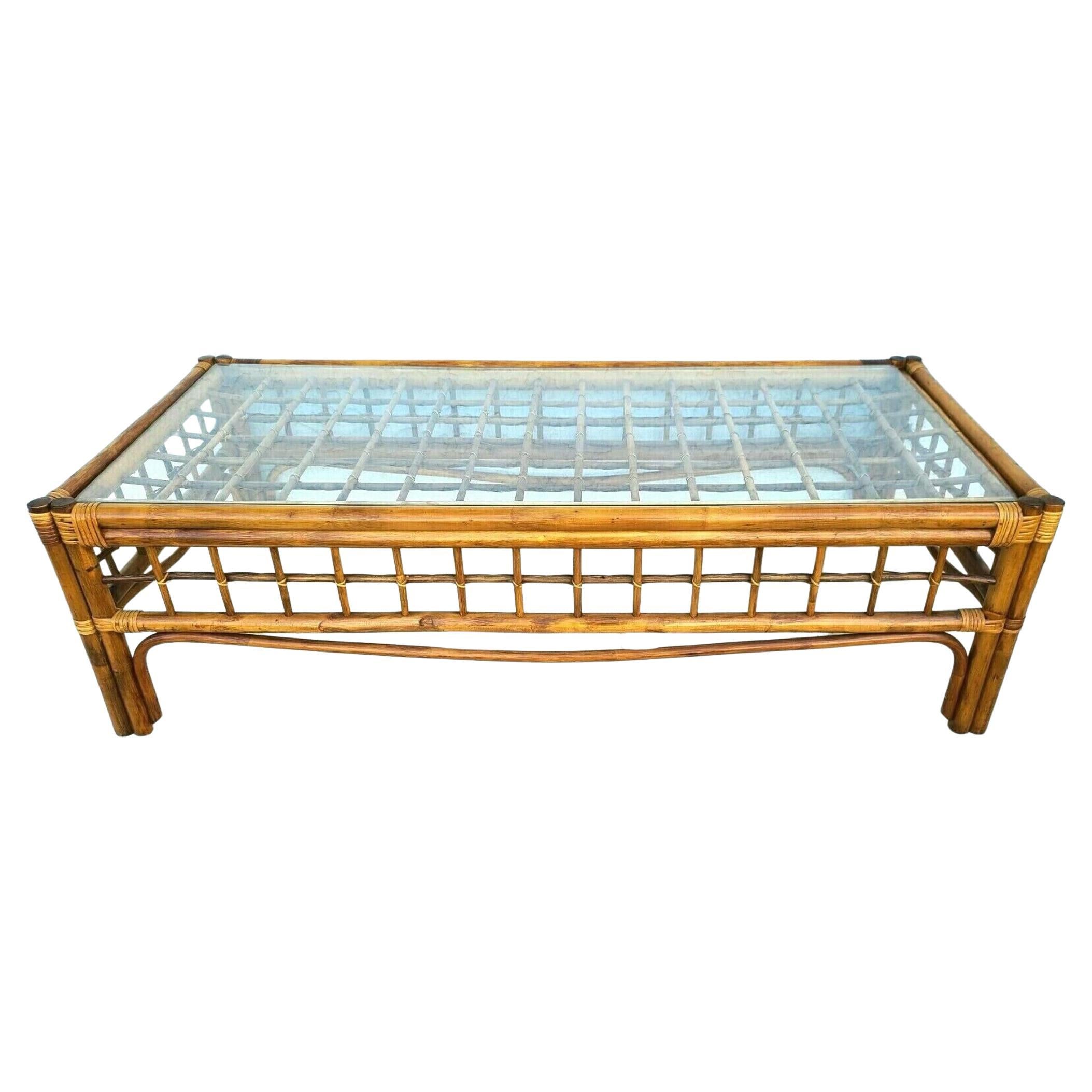 Franco Albini Style Bamboo Rattan Coffee Table by Wilshire