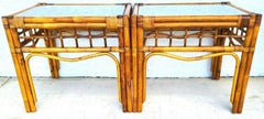 Franco Albini Style Bamboo Rattan Side Tables by Wilshire, Set of 2