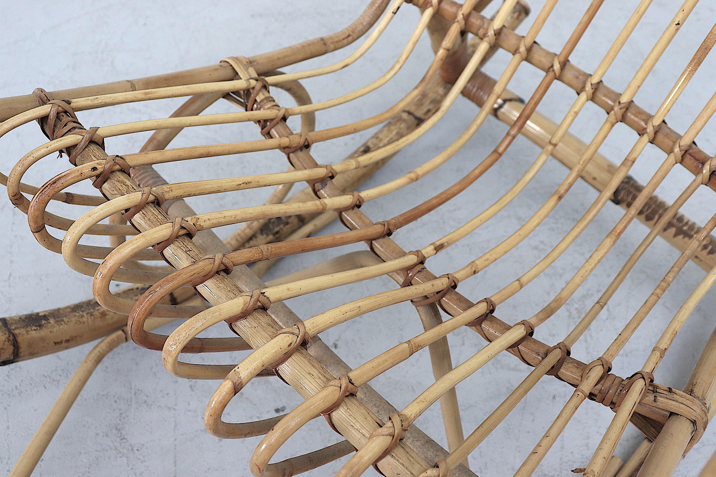 Franco Albini Style Bamboo Rocking Chair 3