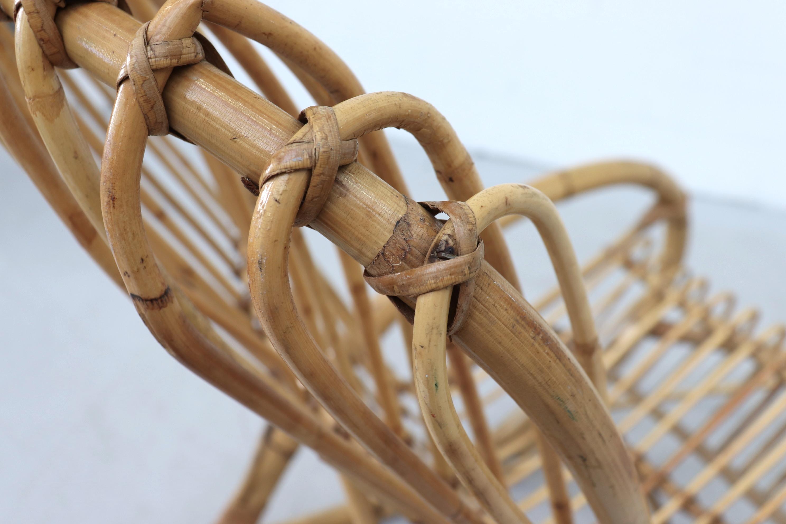 Franco Albini Style Bamboo Rocking Chair 7