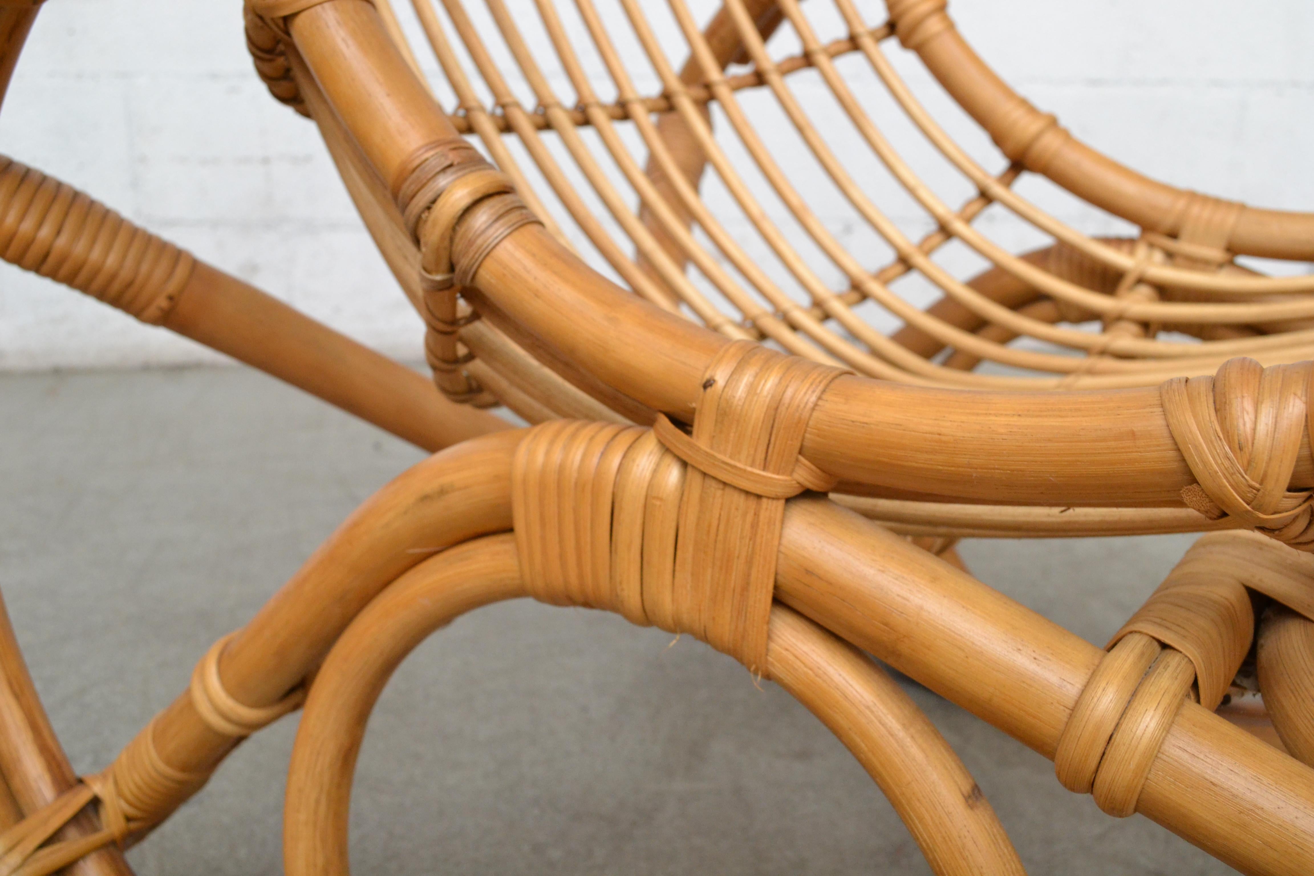 Franco Albini Style Bamboo Rocking Chair In Good Condition In Los Angeles, CA